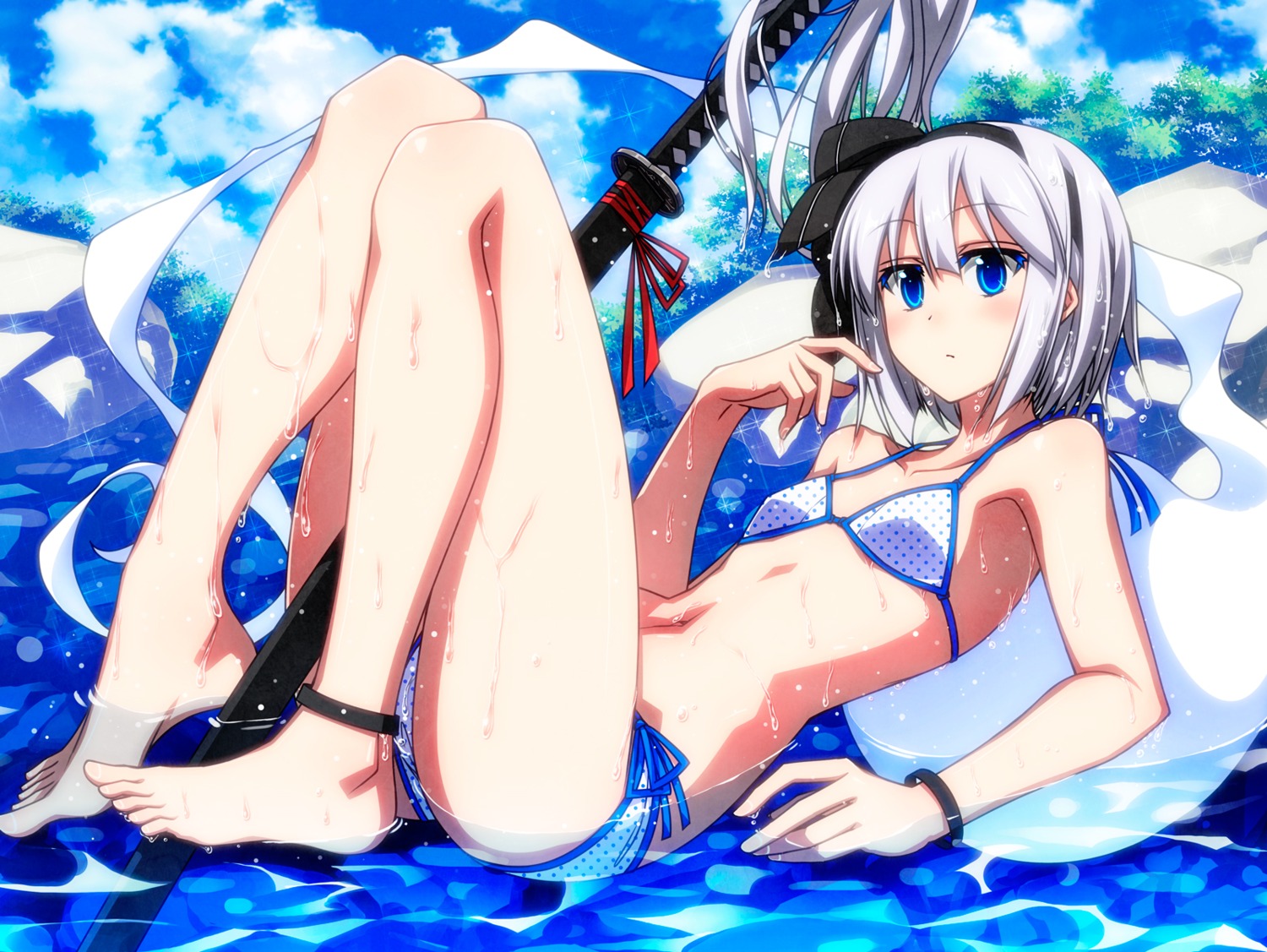 bikini konpaku_youmu sazanami_mio swimsuits sword touhou wet
