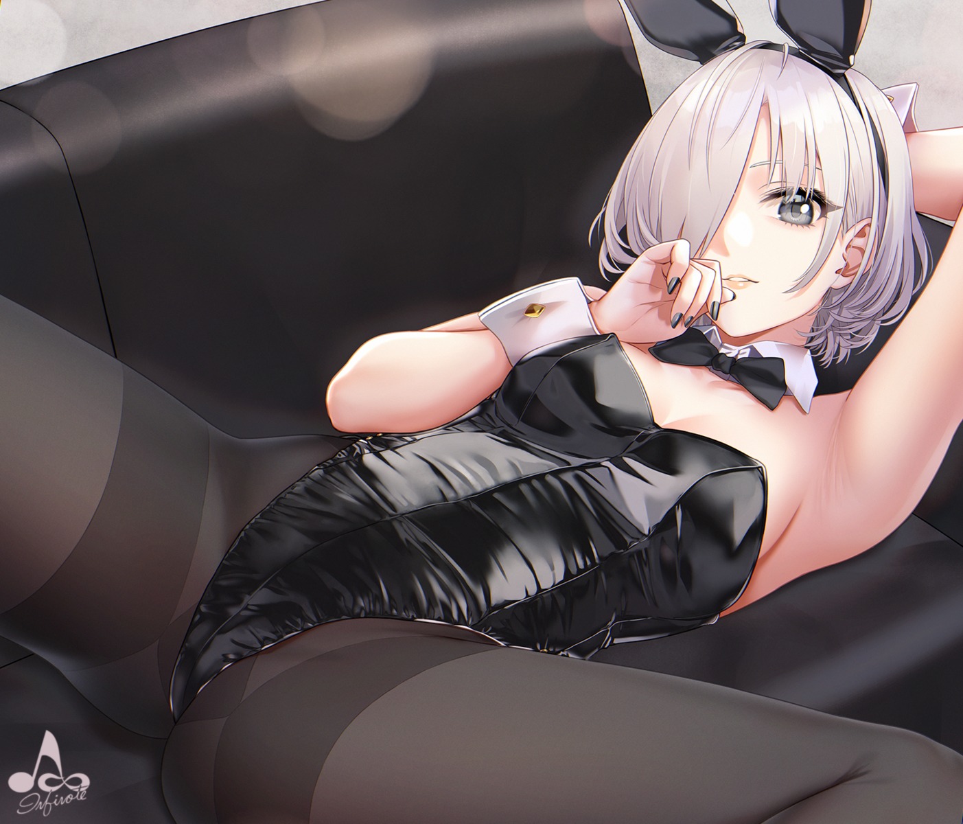 animal_ears bunny_ears bunny_girl cameltoe infinote no_bra pantyhose sashou_mihiro