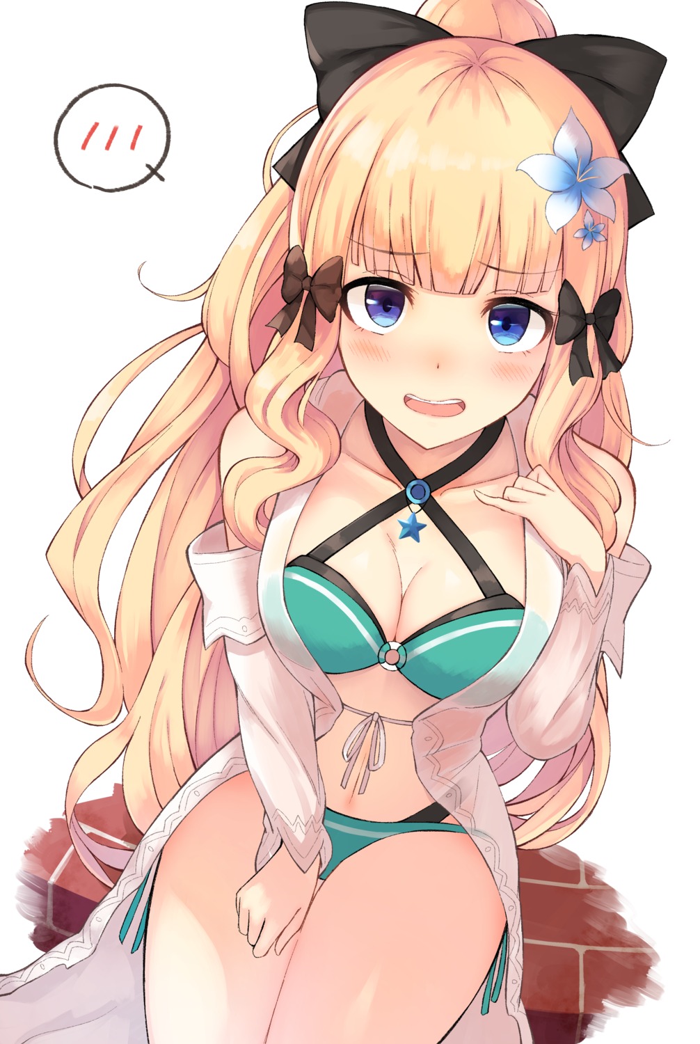 bikini cleavage open_shirt princess_connect princess_connect!_re:dive sasaki_saren see_through swimsuits yamato_(muchuu_paradigm)