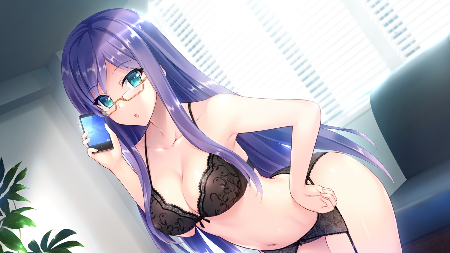 bra bug_system cleavage game_cg garter_belt haze_man_-the_local_hero- megane mikazuki_touko nakatama_kyou pantsu see_through