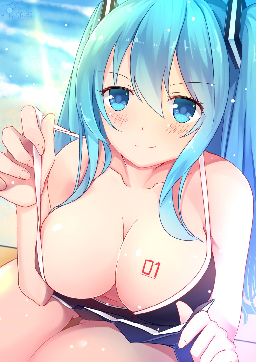 bikini hatsune_miku menghuan_tian swimsuits tattoo undressing vocaloid