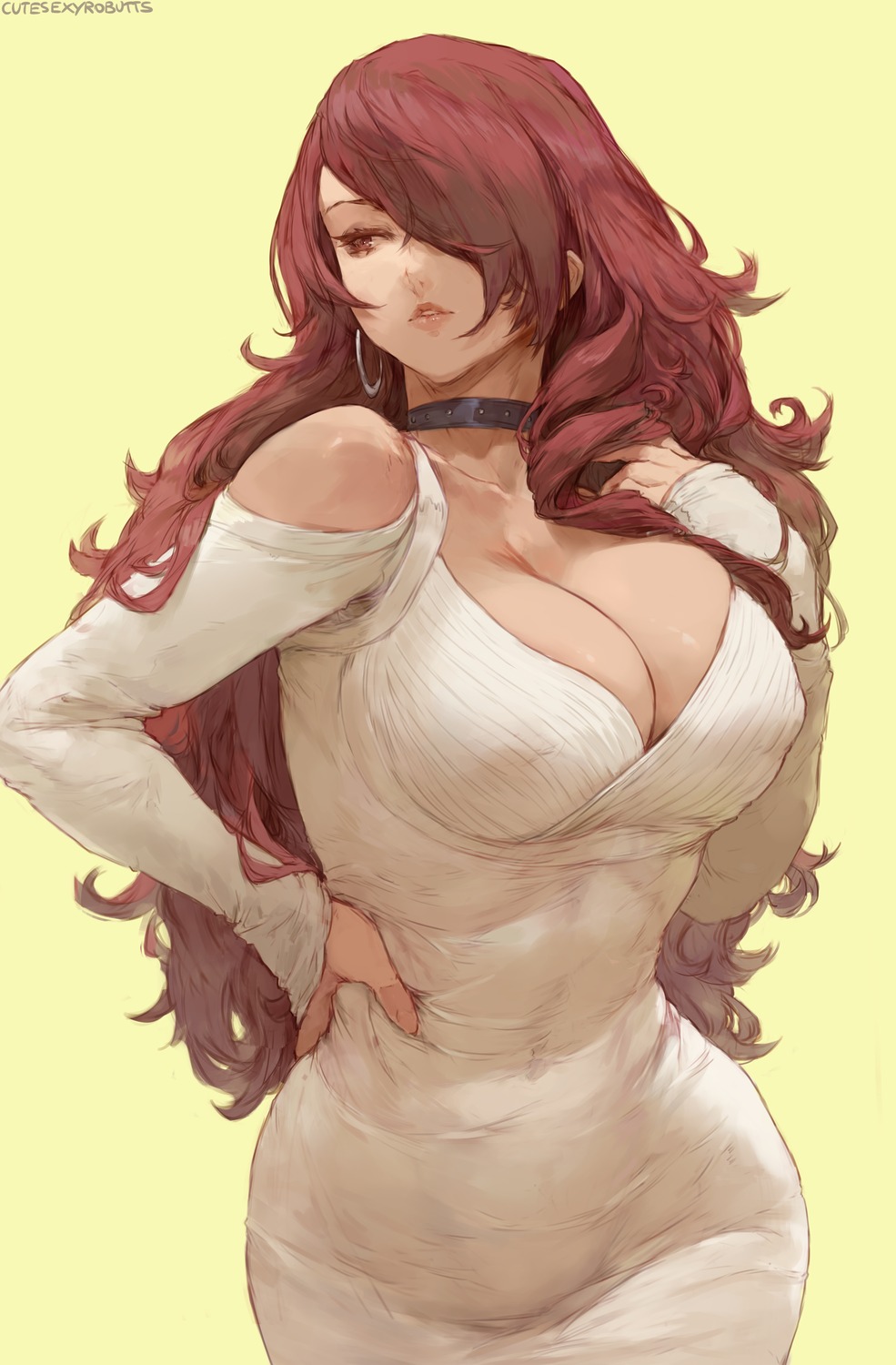 cutesexyrobutts dress erect_nipples kirijou_mitsuru megaten no_bra persona persona_3