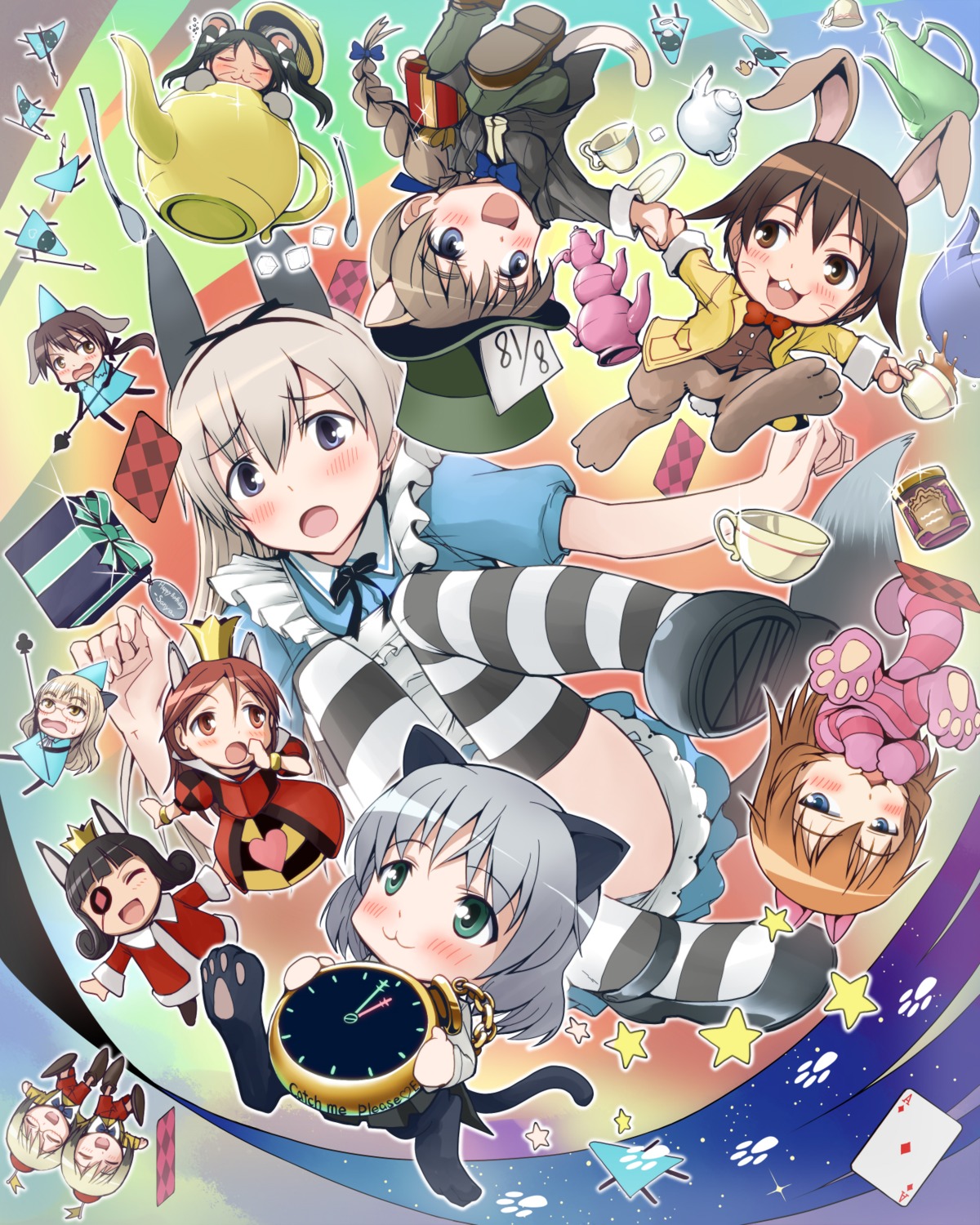 alice_in_wonderland animal_ears charlotte_e_yeager cosplay eila_ilmatar_juutilainen erica_hartmann francesca_lucchini hi-ho- lynette_bishop minna_dietlinde_wilcke miyafuji_yoshika perrine-h_clostermann sakamoto_mio sanya_v_litvyak strike_witches tail