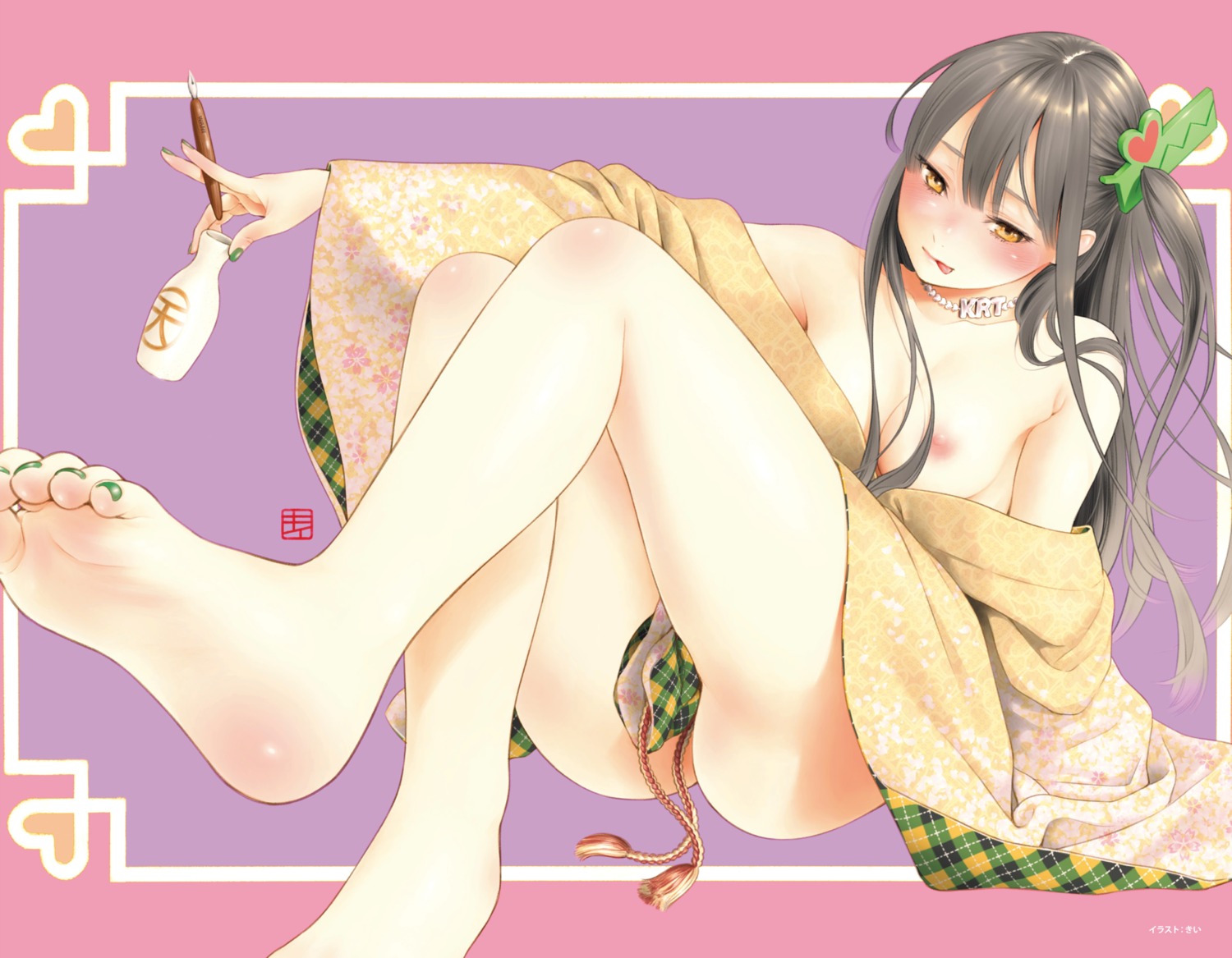 breasts comic_kairakuten feet key_(mangaka) nipples undressing yukata