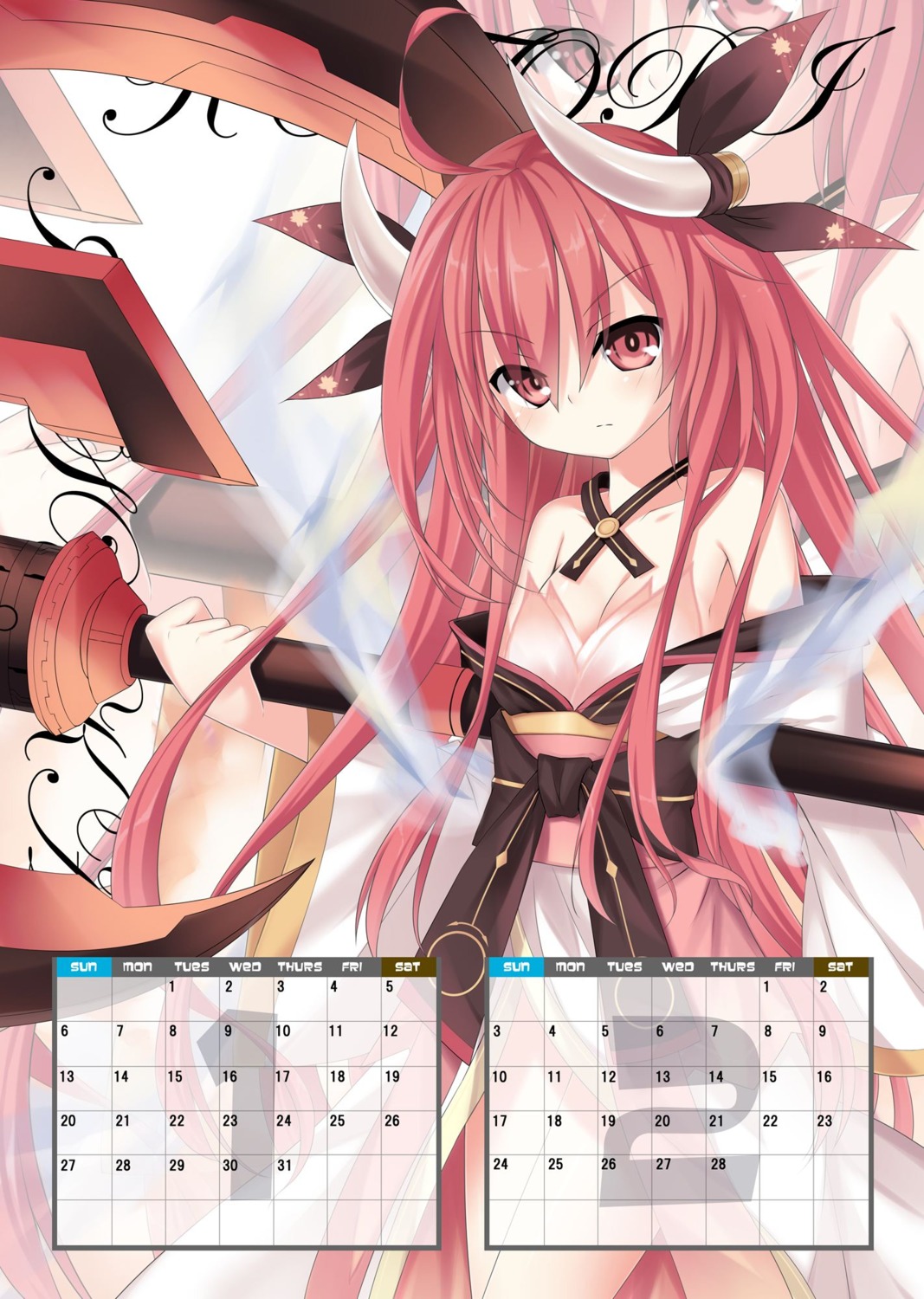 calendar date_a_live horns itsuka_kotori sigemi weapon