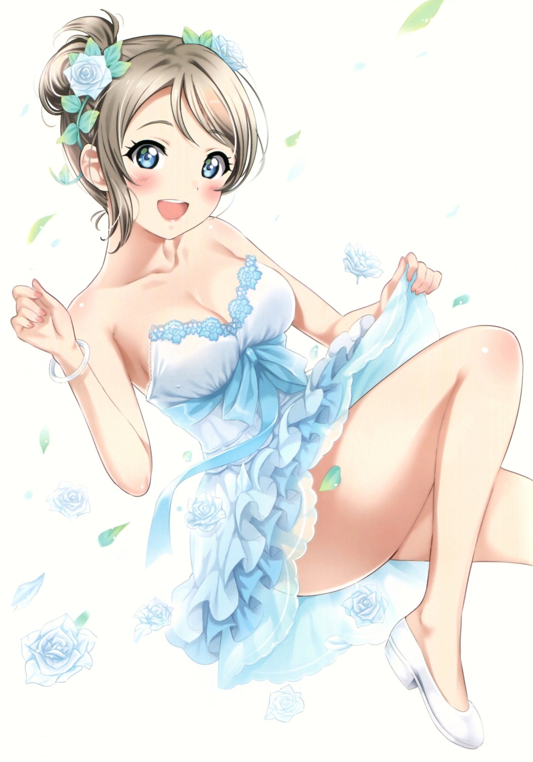 agoitei cleavage dress heels love_live!_sunshine!! sankuro skirt_lift watanabe_you