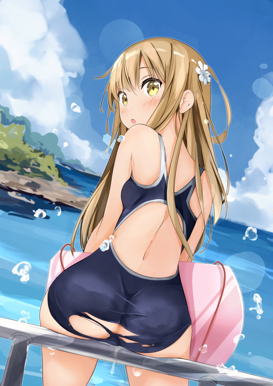 ass miyuki_(yxbt7) swimsuits torn_clothes wardrobe_malfunction wet