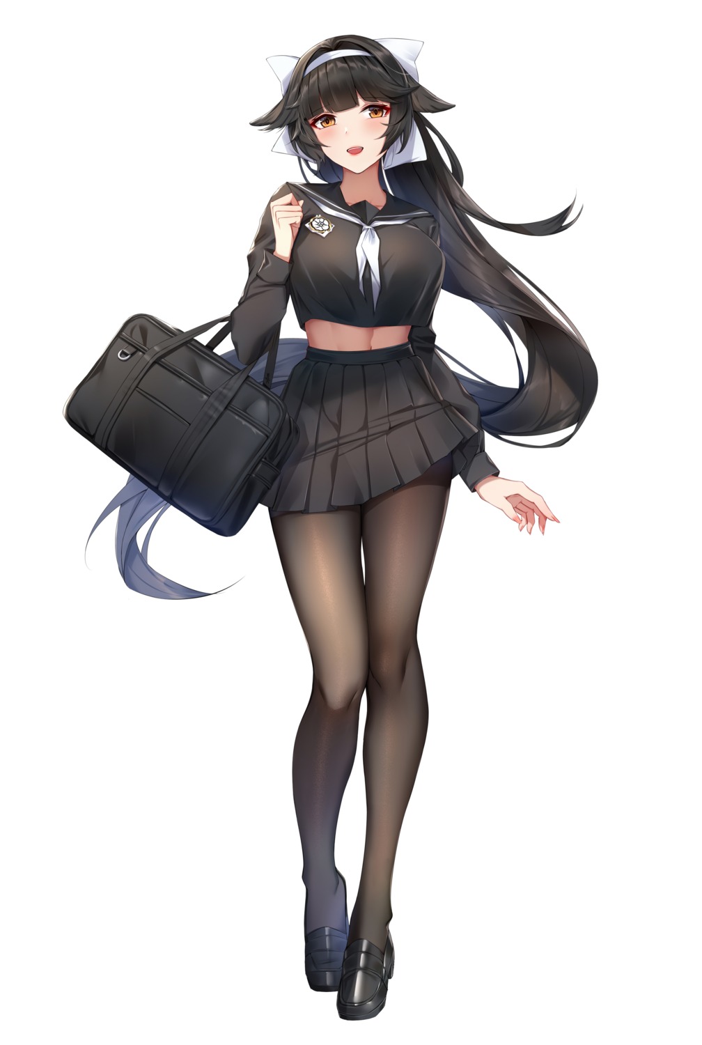 azur_lane pantyhose seifuku skirt_lift takao_(azur_lane) wu_ganlan_cai