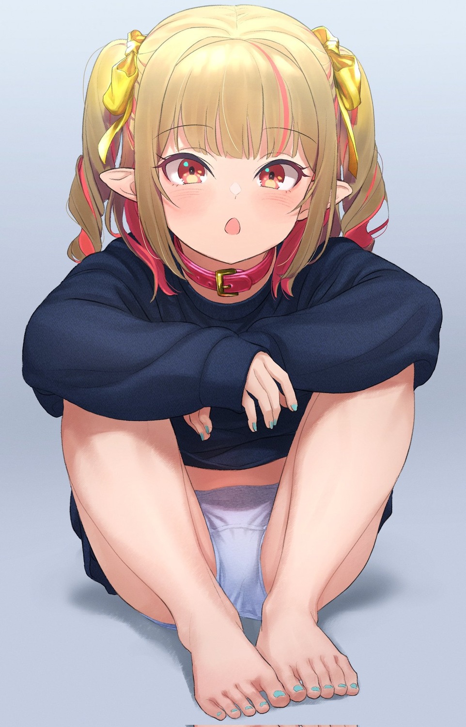 feet loli makaino_ririmu nijisanji nijisanji_gamers pantsu pointy_ears sabamen