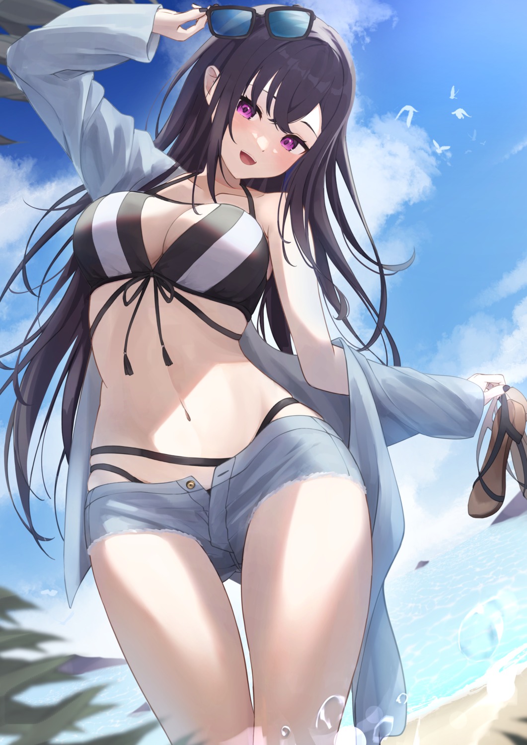 bikini ichinose_uruha lupinus_virtual_games megane open_shirt swimsuits unidon_48 vspo!