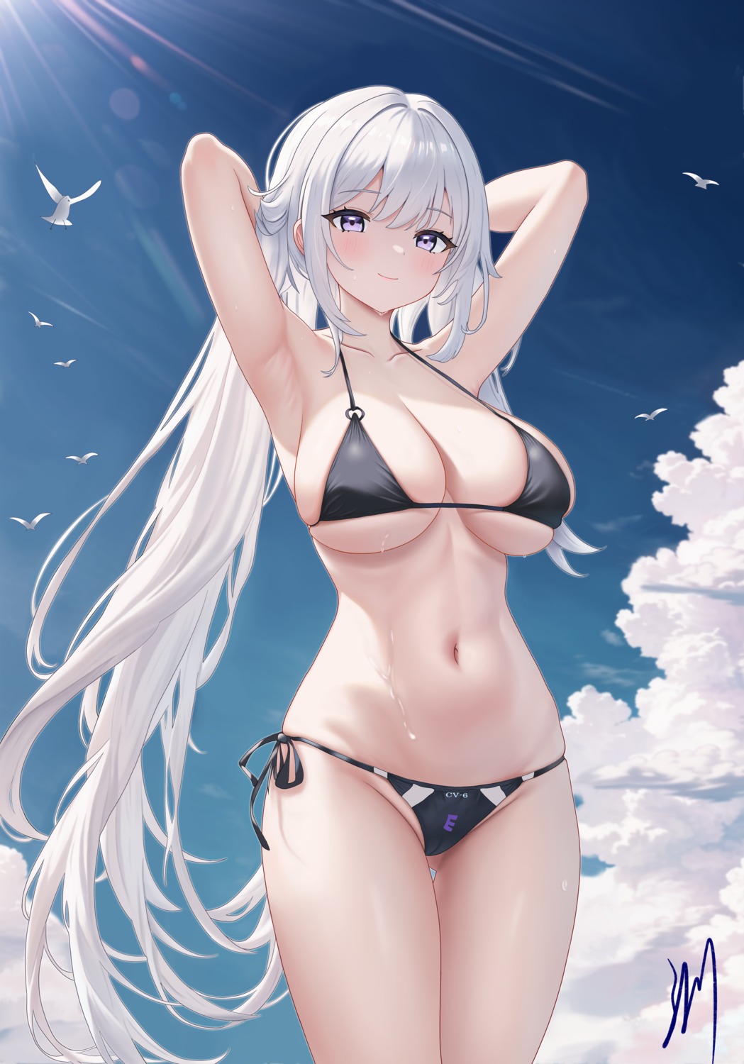 azur_lane bikini cameltoe enterprise_(azur_lane) shi_ying swimsuits thong wet