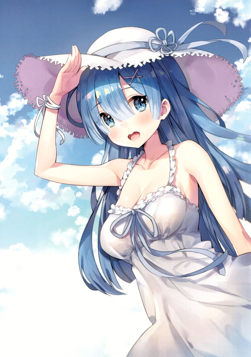 ayamy cleavage dress re_zero_kara_hajimeru_isekai_seikatsu rem_(re_zero) summer_dress