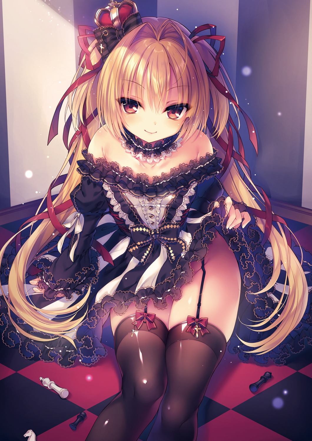 dress elena_(rubi-sama) gothic_lolita lolita_fashion no_bra nopan rubi-sama skirt_lift stockings thighhighs