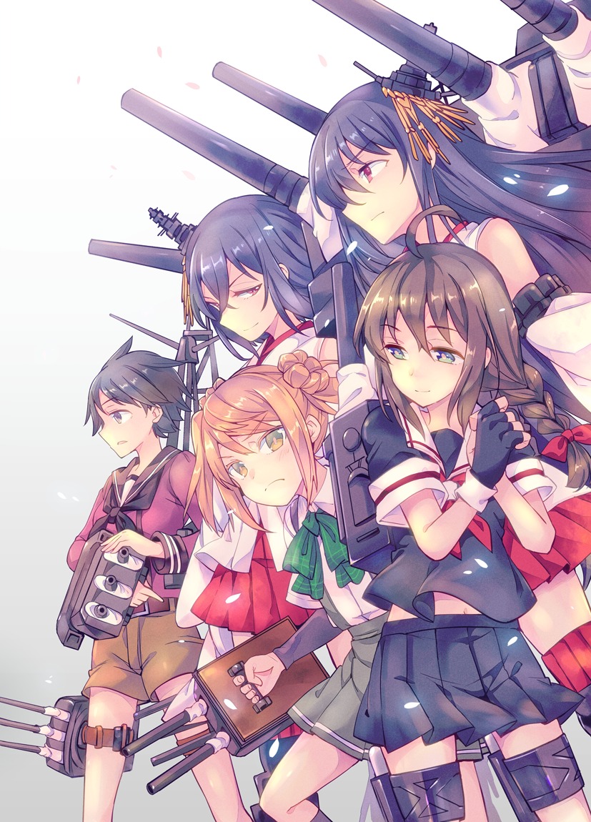 fusou_(kancolle) kantai_collection michishio_(kancolle) mogami_(kancolle) shigure_(kancolle) thighhighs yamashiro_(kancolle)