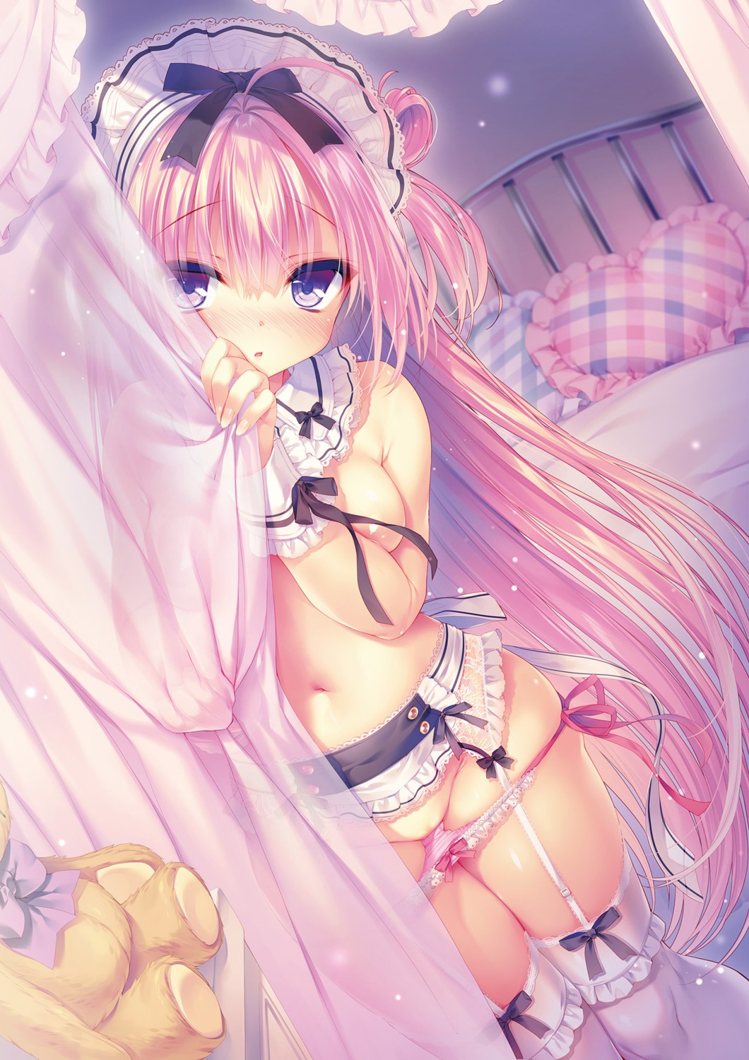 areola garter_belt pantsu panty_pull rubi-sama stockings string_panties thighhighs topless