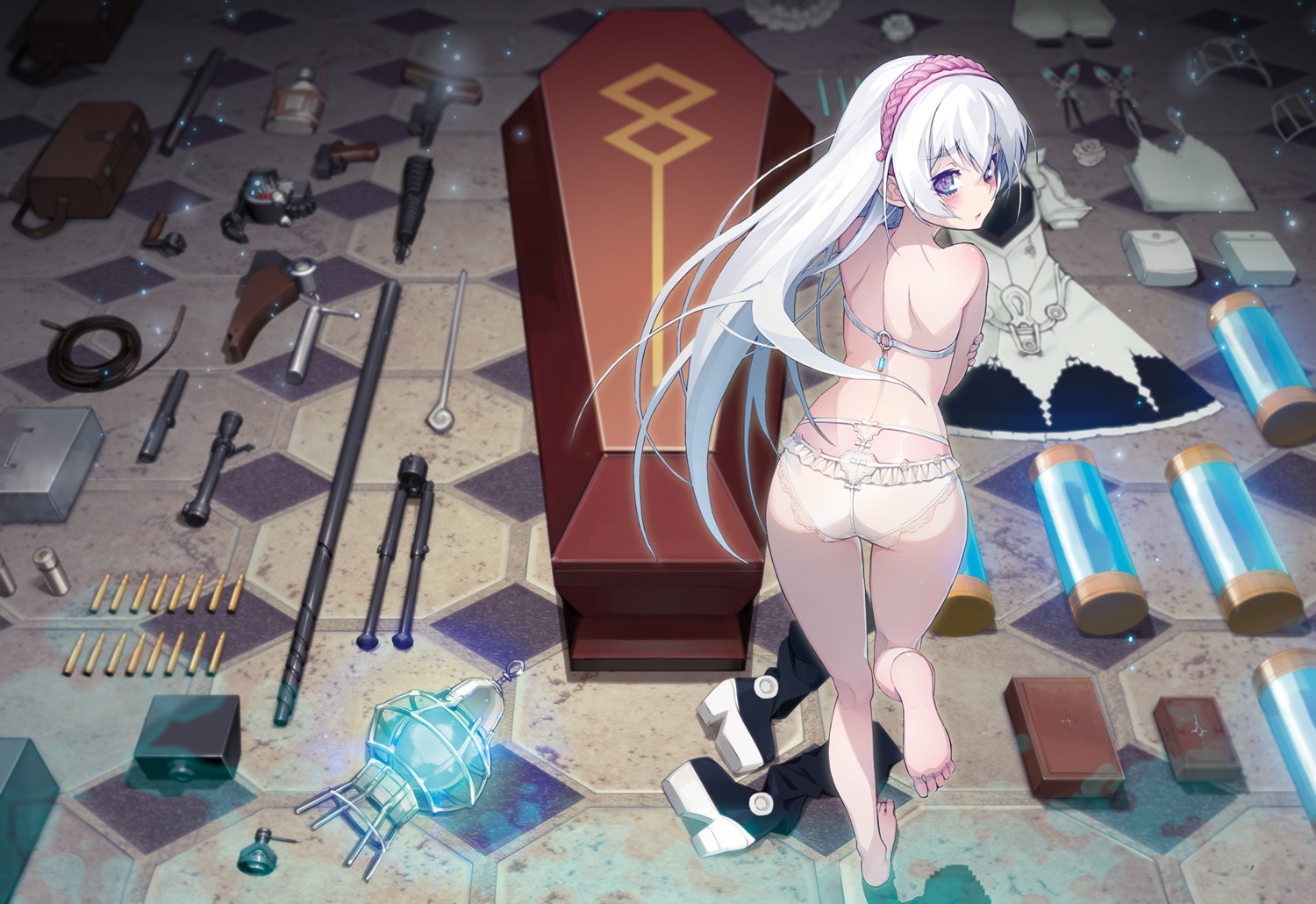 ass bra chaika_trabant feet gun hitsugi_no_chaika namaniku_atk pantsu weapon