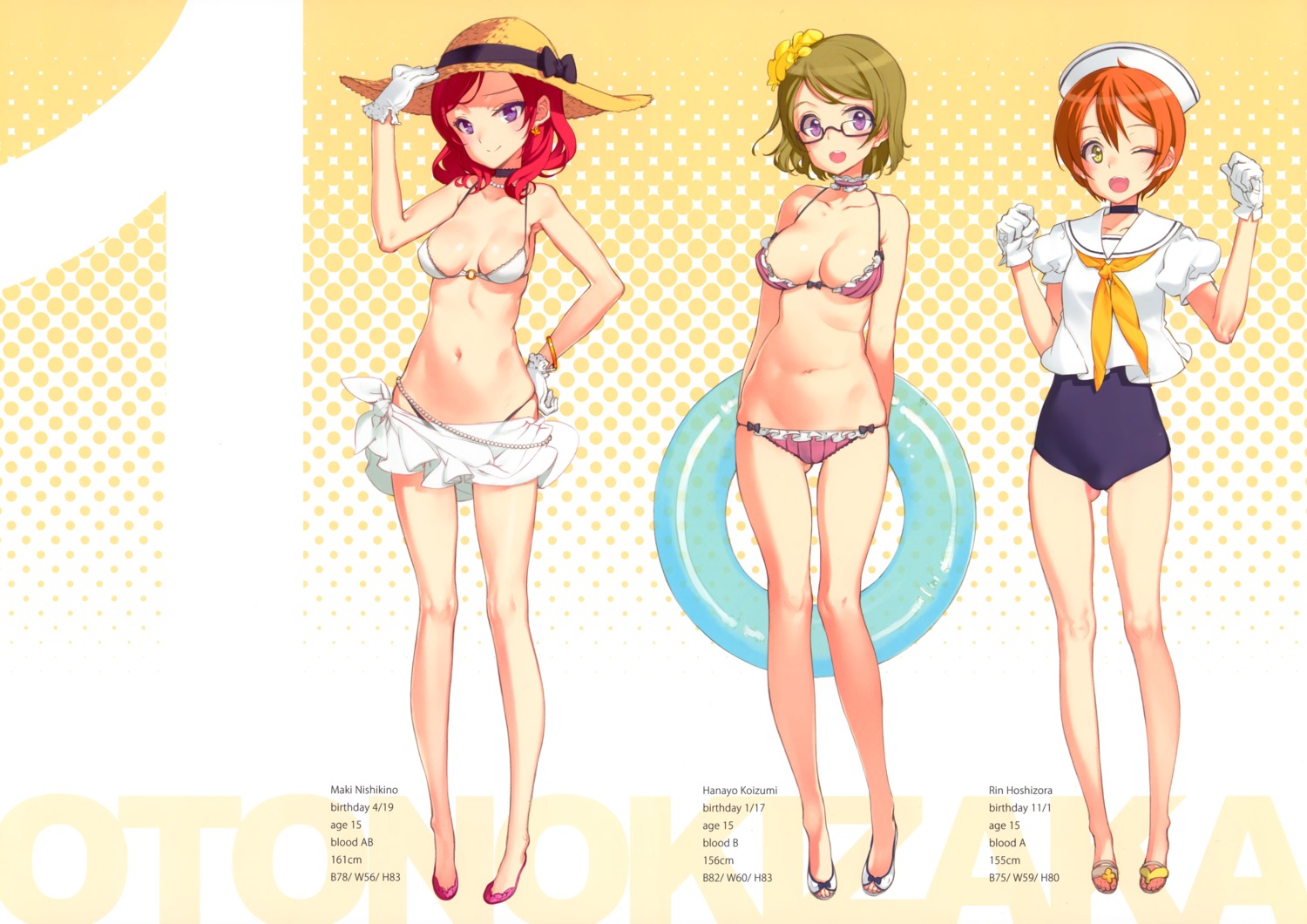 bikini cleavage fixed hoshizora_rin koizumi_hanayo love_live! megane nishikino_maki oyari_ashito shoujo_kishidan swimsuits