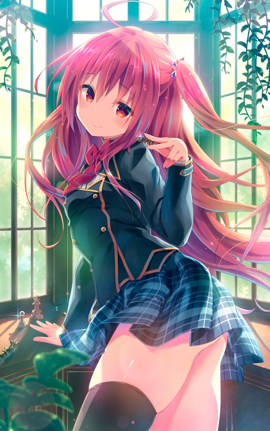 konomi liar_liar nopan saionji_sarasa seifuku skirt_lift thighhighs