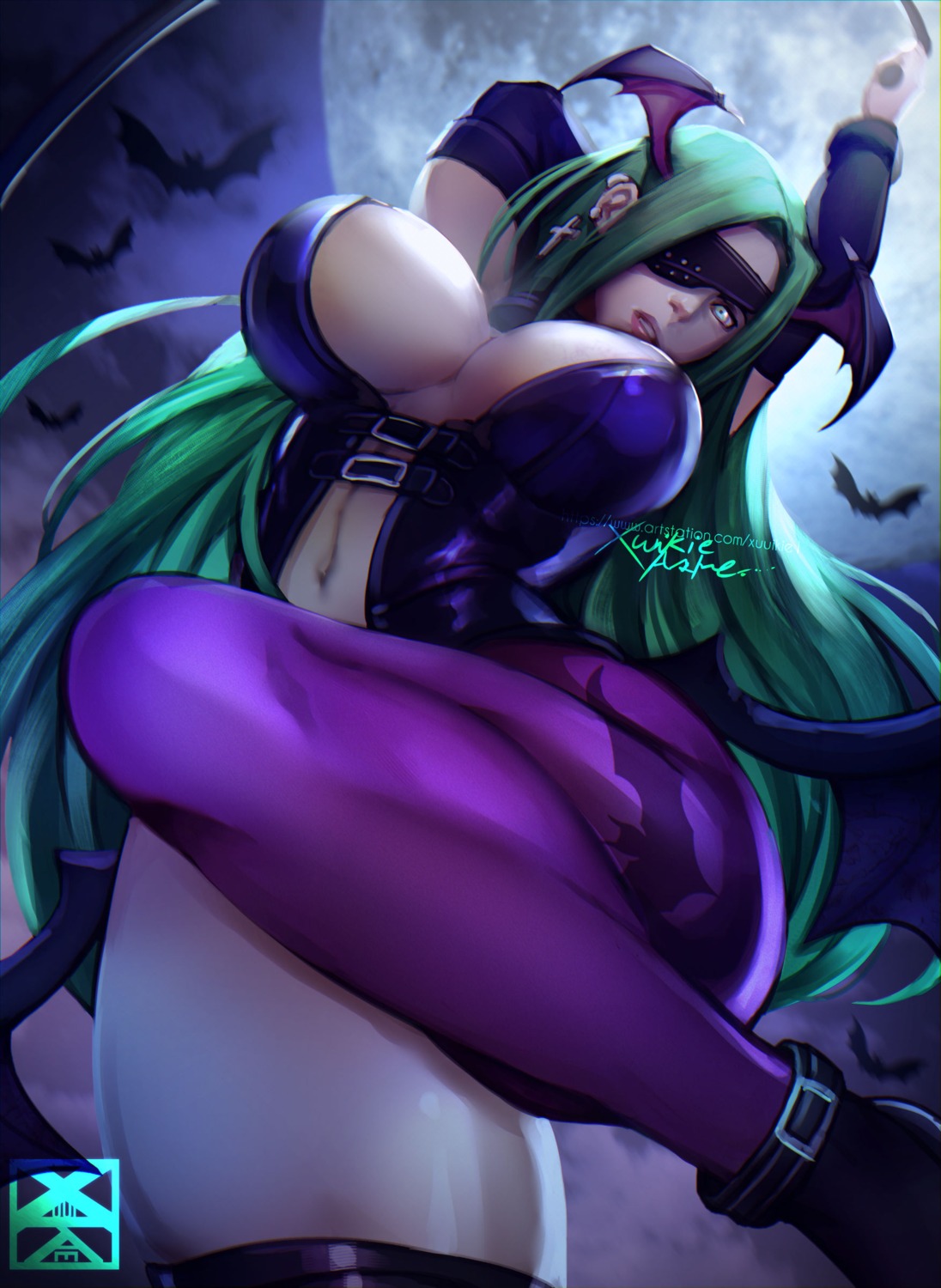 dark_stalkers morrigan_aensland no_bra wings xuuikie_ashe