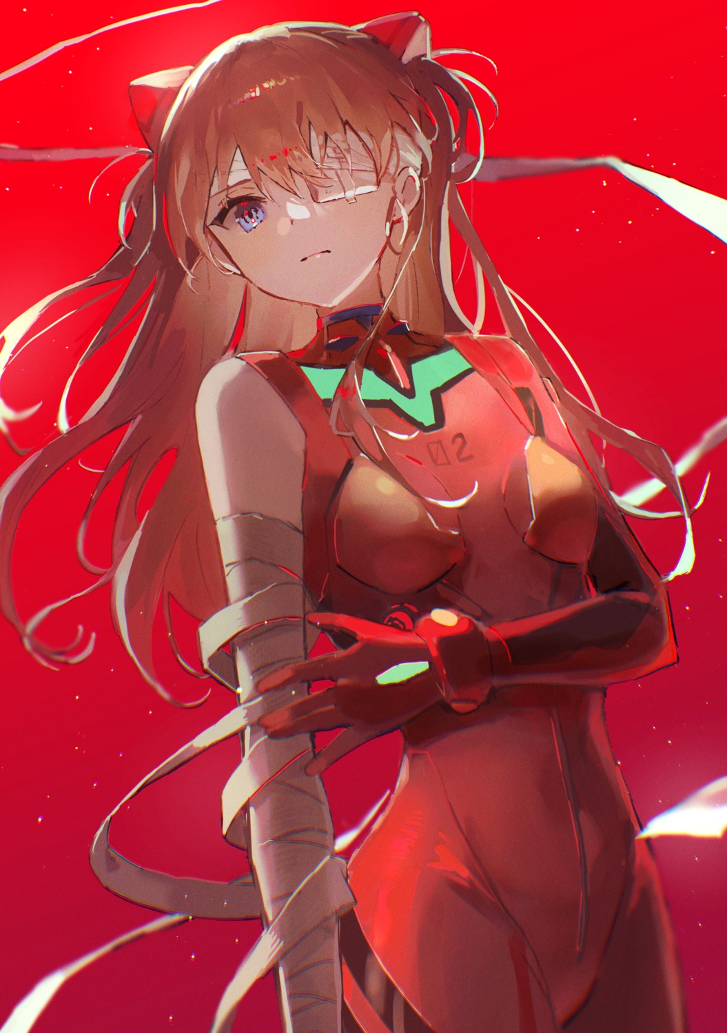 bandages bodysuit eyepatch neon_genesis_evangelion oyuyu souryuu_asuka_langley