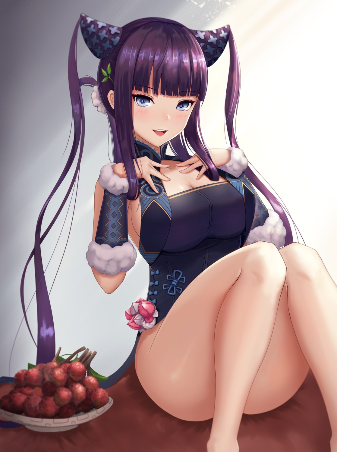 abeen_jhong asian_clothes cleavage fate/grand_order horns nopan yang_guifei_(fate/grand_order)