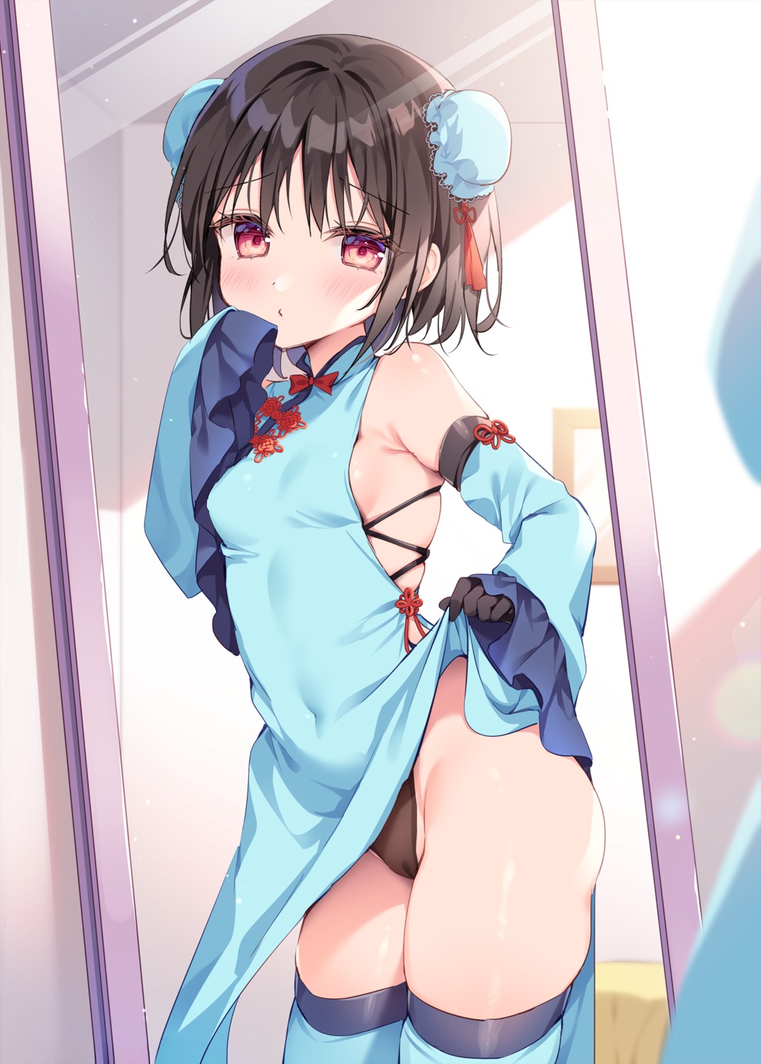 cameltoe chinadress detexted loli no_bra pantsu photoshop see_through shikitani_asuka skirt_lift thighhighs thong