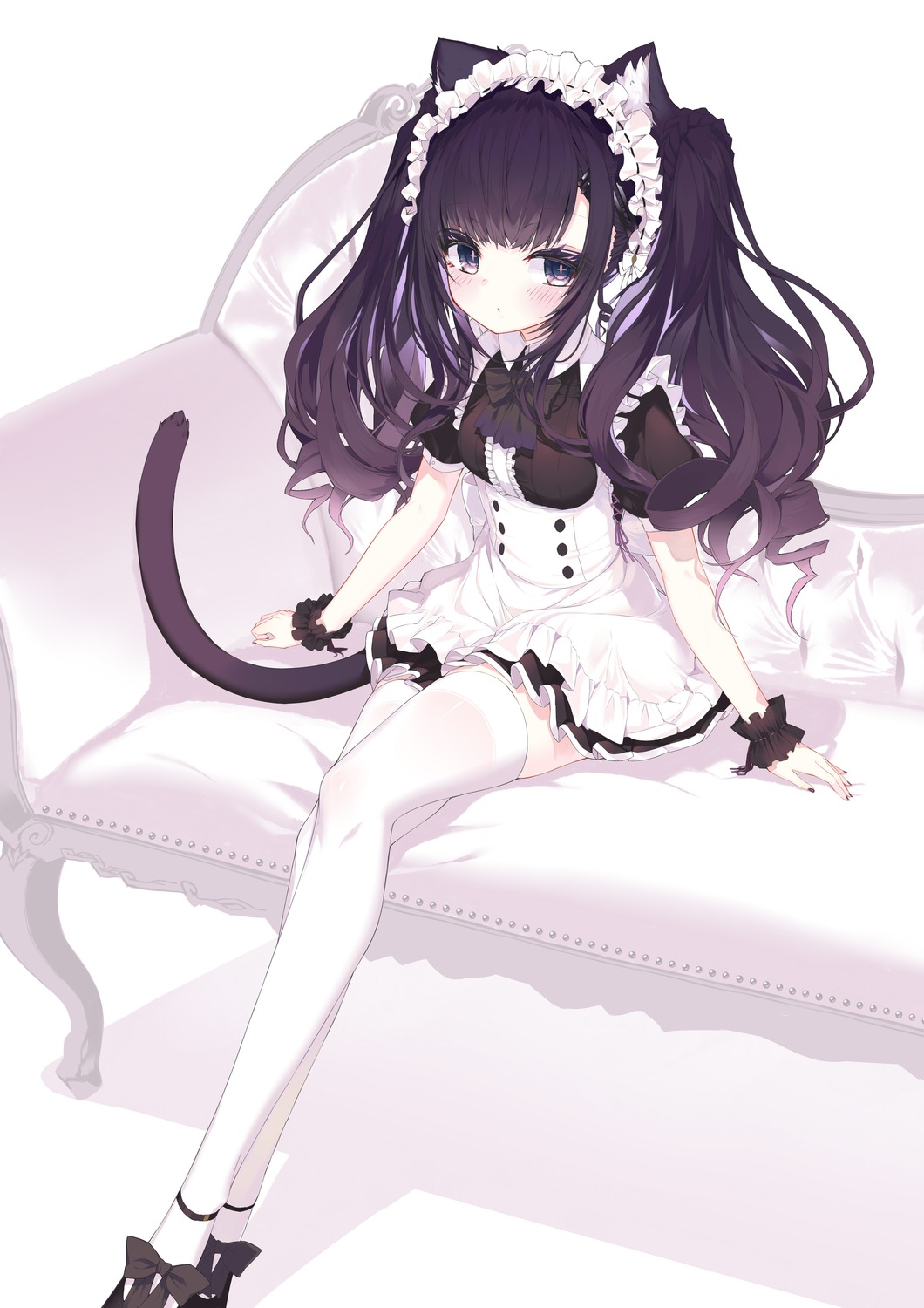 animal_ears maid nekomimi tail thighhighs yuui_hutabakirage