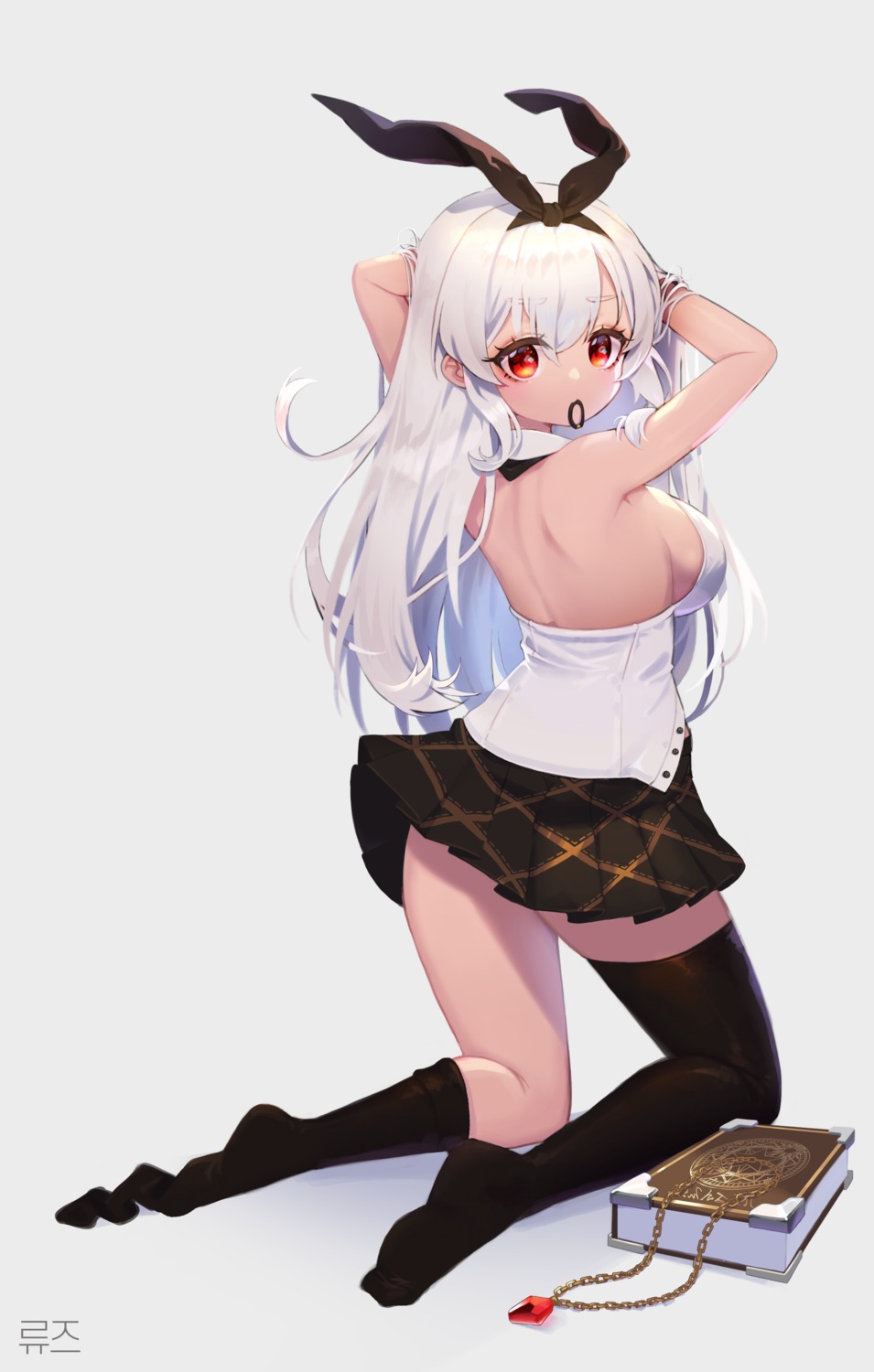 feet no_bra skirt_lift tagme thighhighs