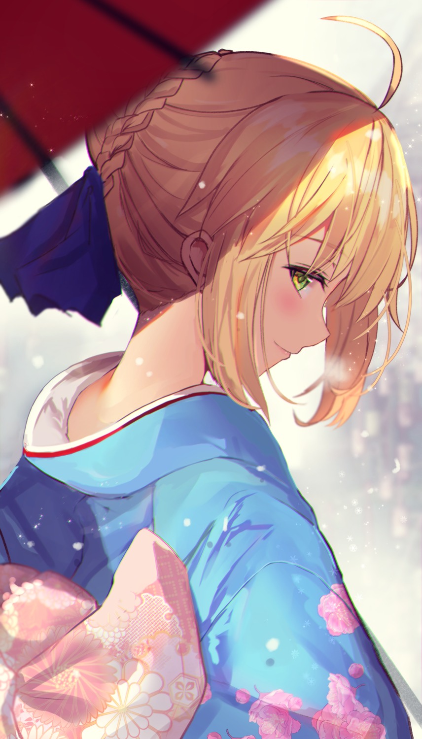 fate/stay_night saber umbrella untsue yukata