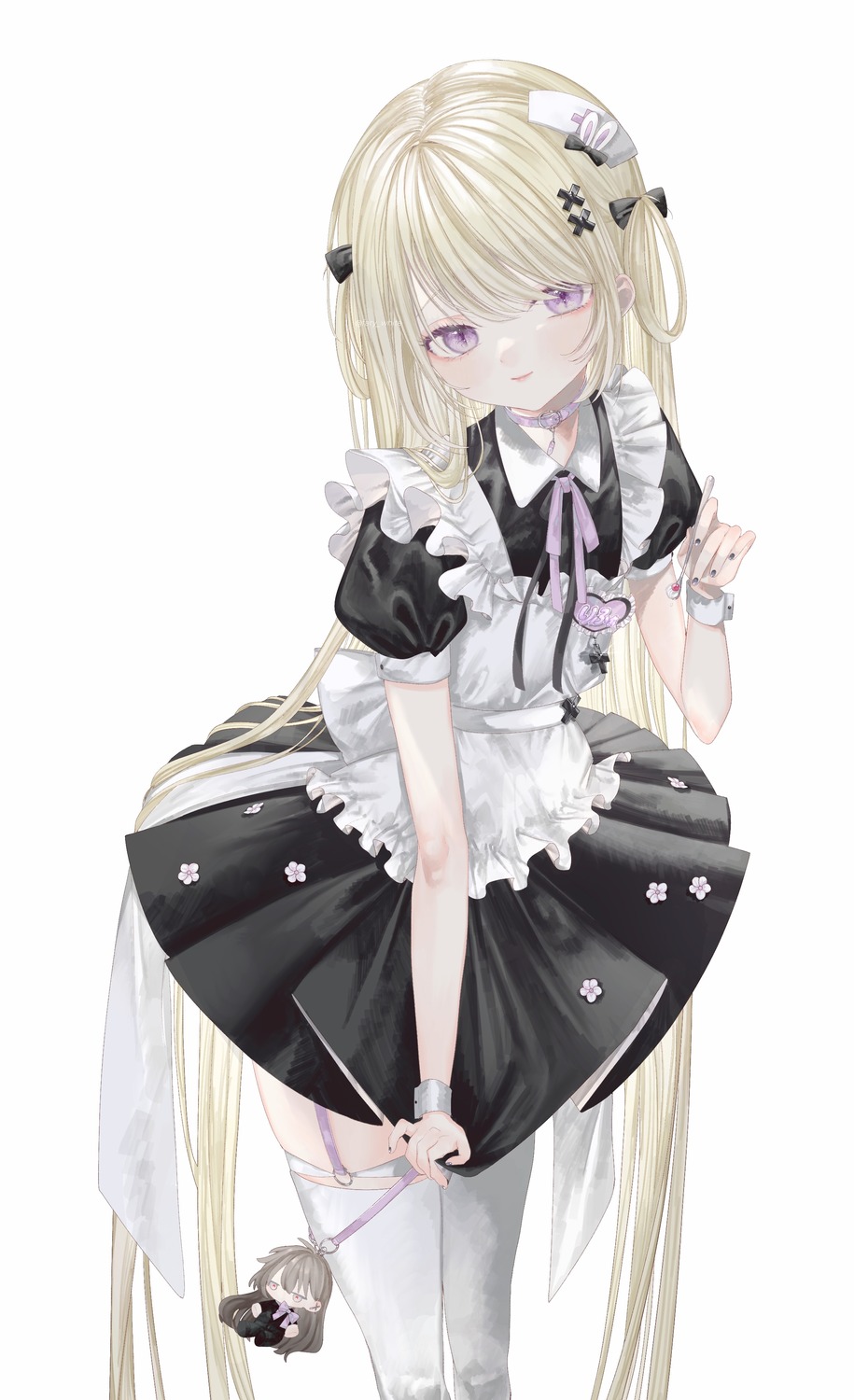 chibi garter maid msa_(fary_white) stockings thighhighs