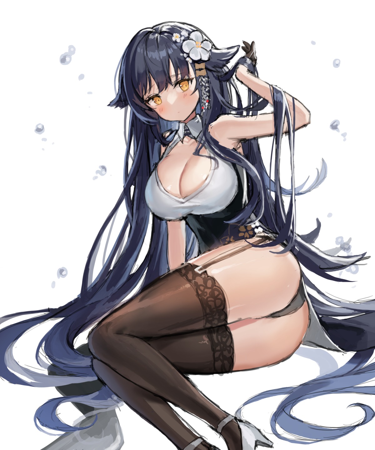 ass azuma_(azur_lane) azur_lane heels hyoin no_bra pantsu sketch stockings thighhighs thong