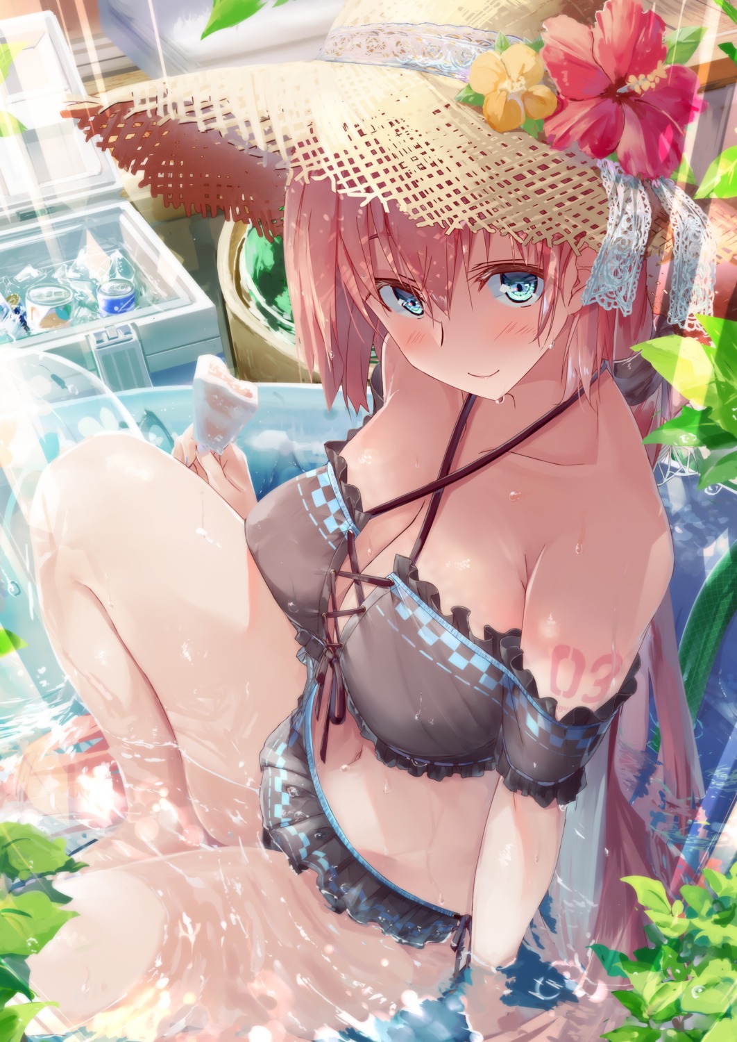 bikini cleavage daidou_(demitasse) megurine_luka swimsuits tattoo vocaloid wet