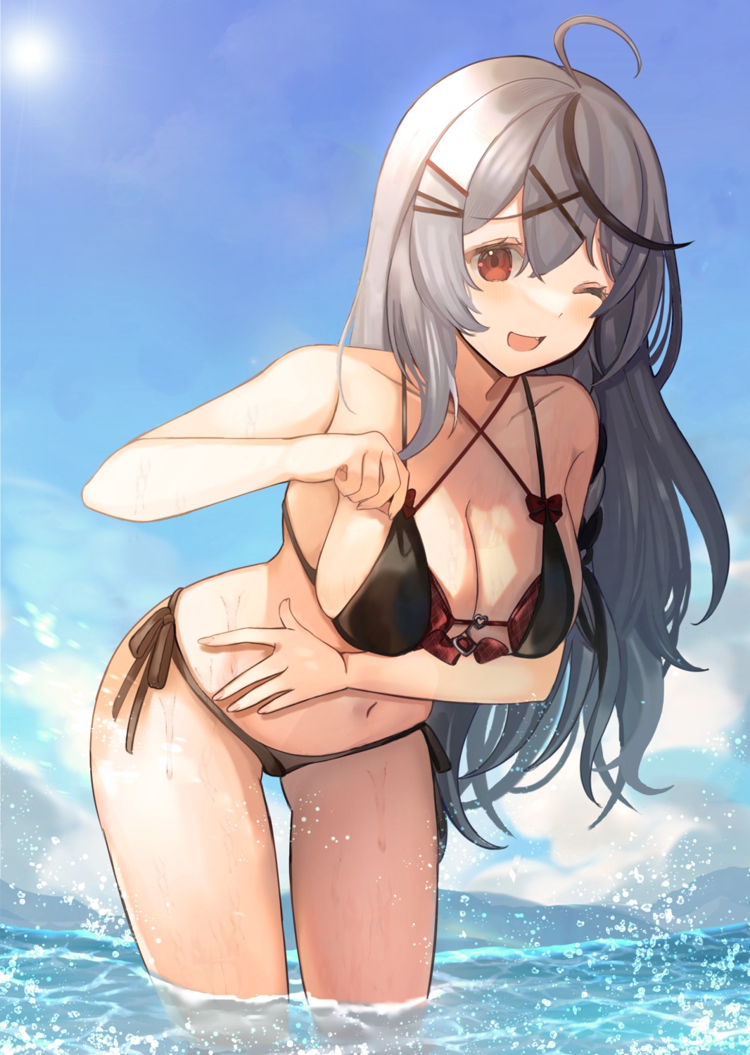 artist_revision bikini hololive sakamata_chloe shibaebi_(yasaip_game) swimsuits wet