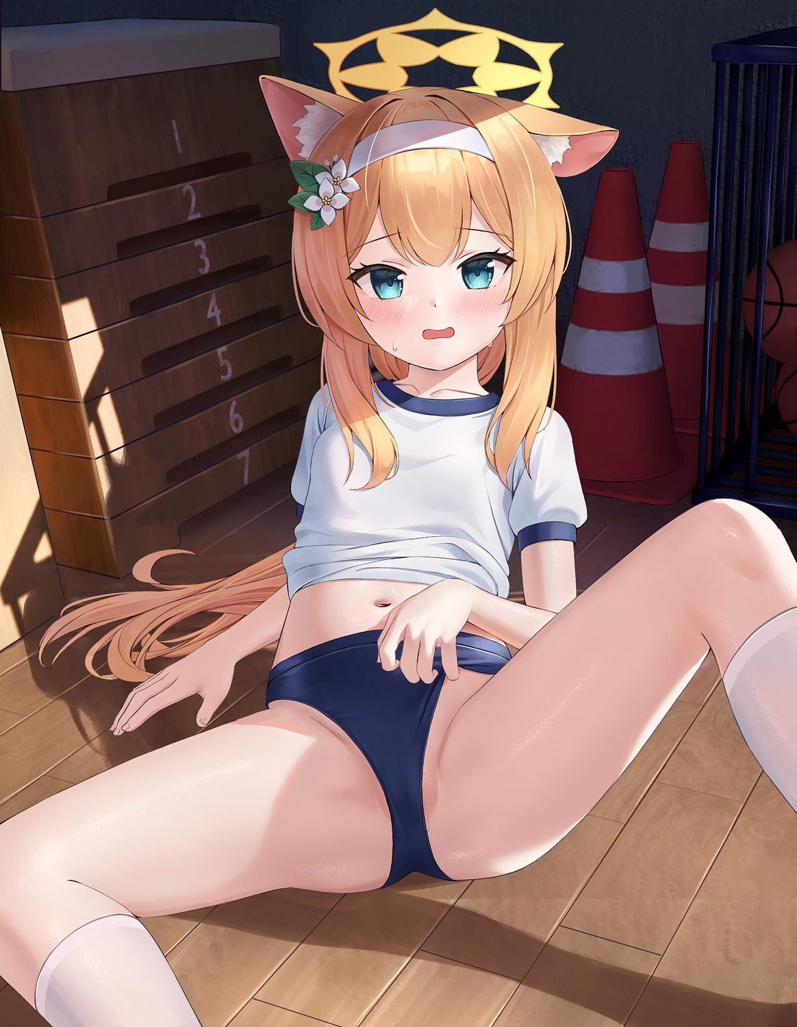 animal_ears blue_archive buruma cameltoe gym_uniform halo iochi_mari loli nay nekomimi