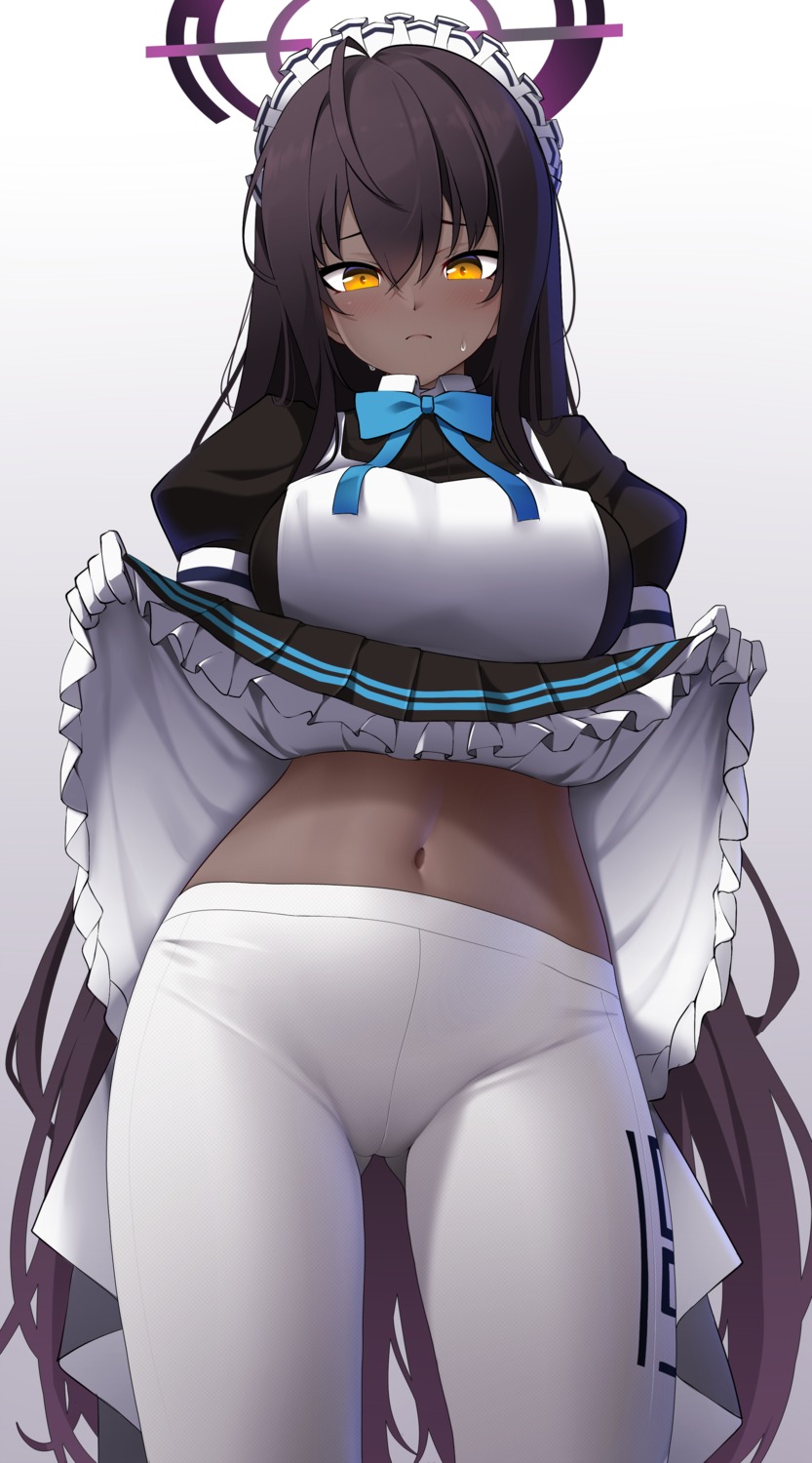 blue_archive halo kakudate_karin maid pantyhose skirt_lift z.taiga