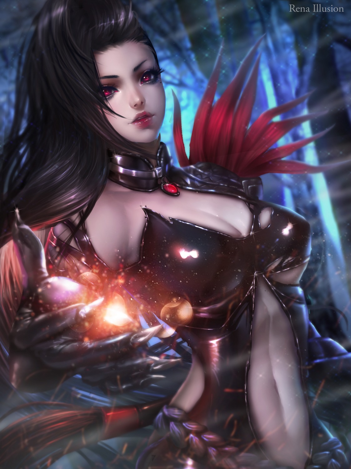 blade_&_soul cleavage no_bra ran_yu rena_illusion torn_clothes underboob