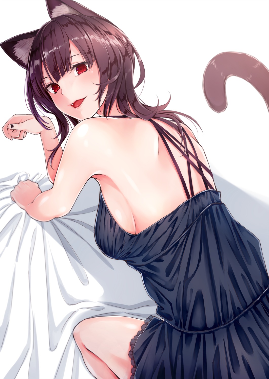 animal_ears dabadhi dress nekomimi no_bra tail