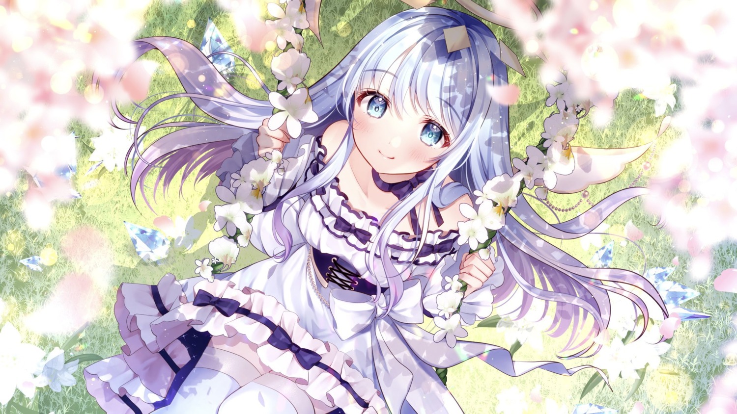 angel dress indie_virtual_youtuber sakura_yurika thighhighs wings yuga-