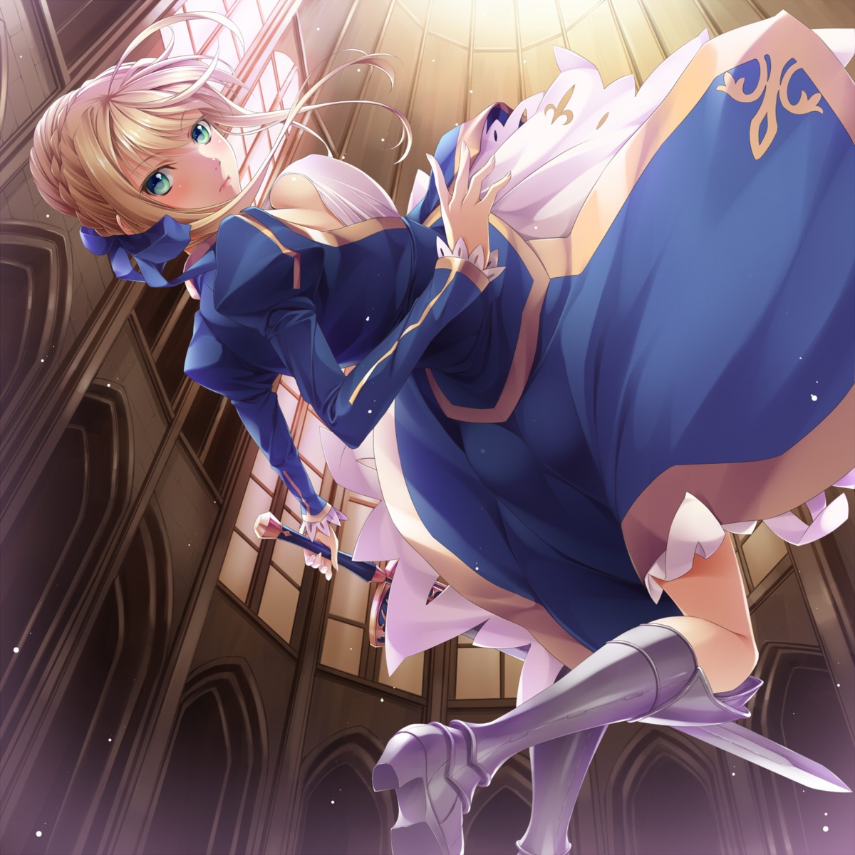 breasts erect_nipples fate/stay_night fate/zero kurakino_itsunori no_bra saber sword