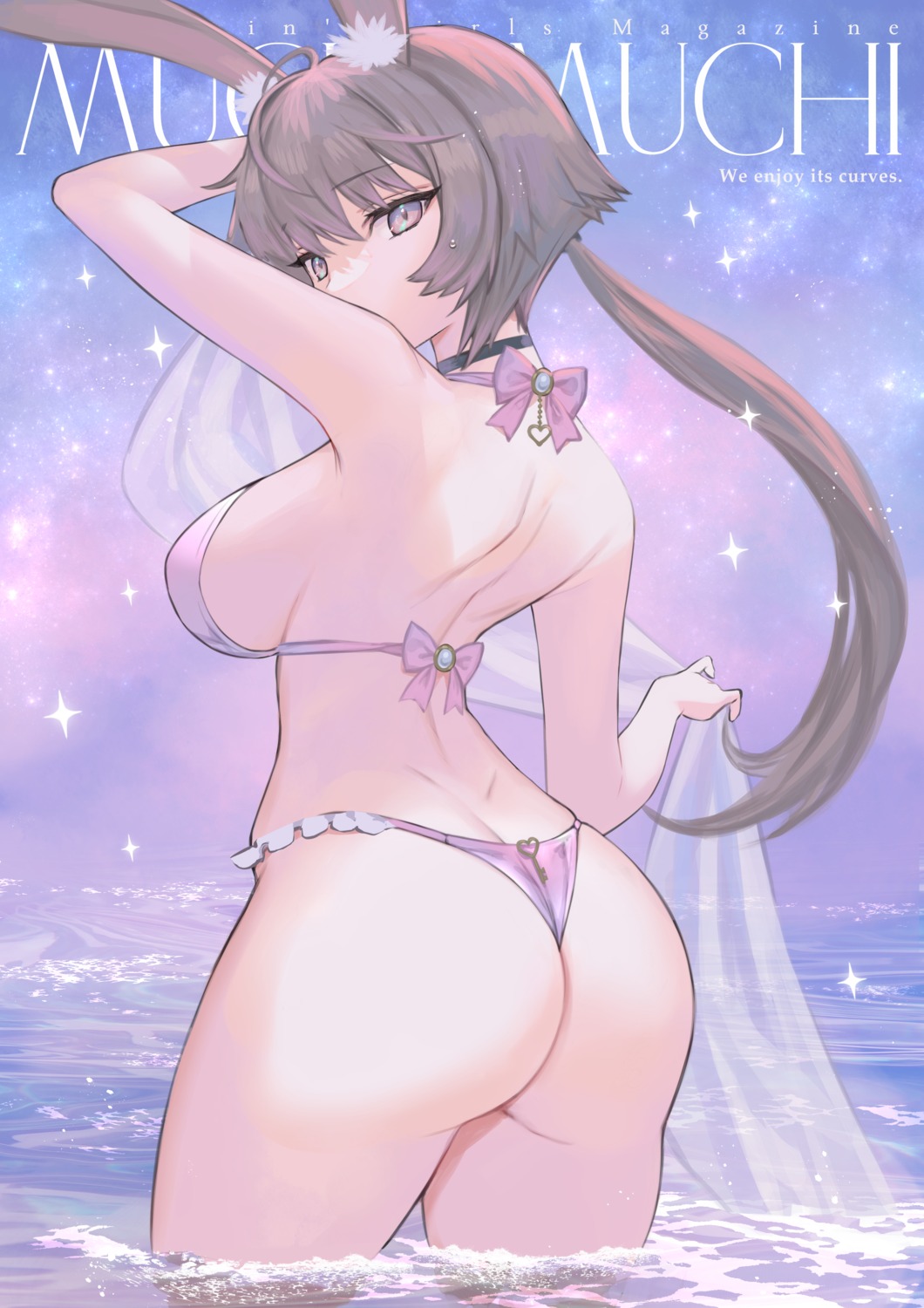 animal_ears ass bikini hitowa swimsuits thong wet