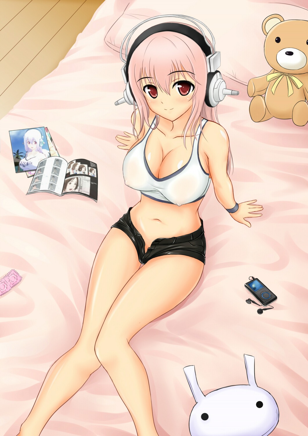 cleavage erect_nipples headphones sonico super_sonico tenha