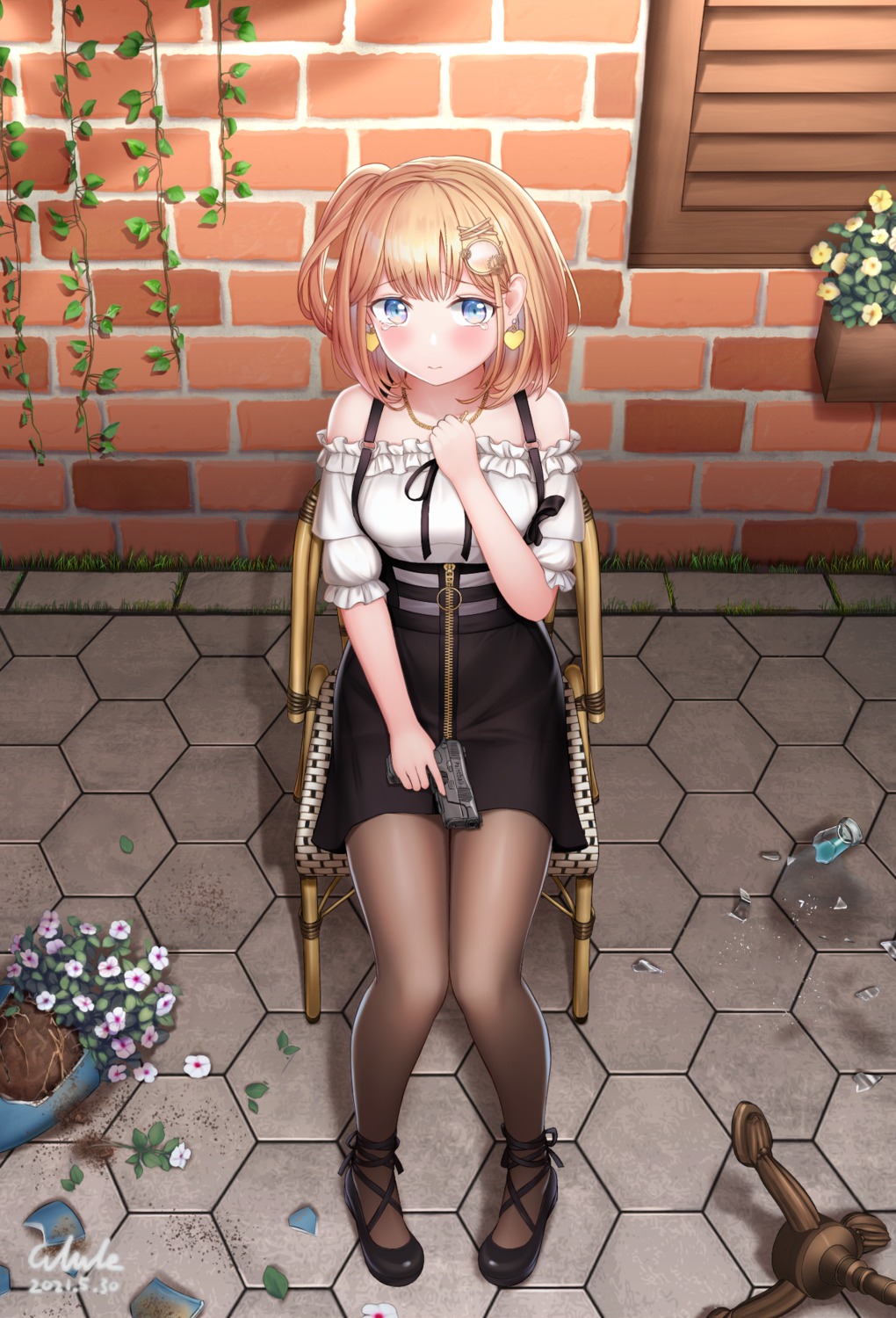 gun hololive hololive_english pantyhose watson_amelia