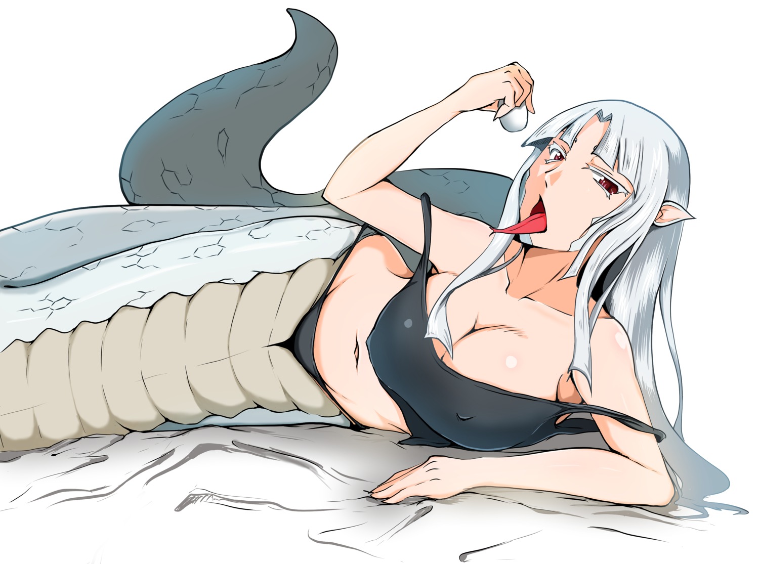 erect_nipples monster_girl no_bra pantsu pointy_ears tagme tail