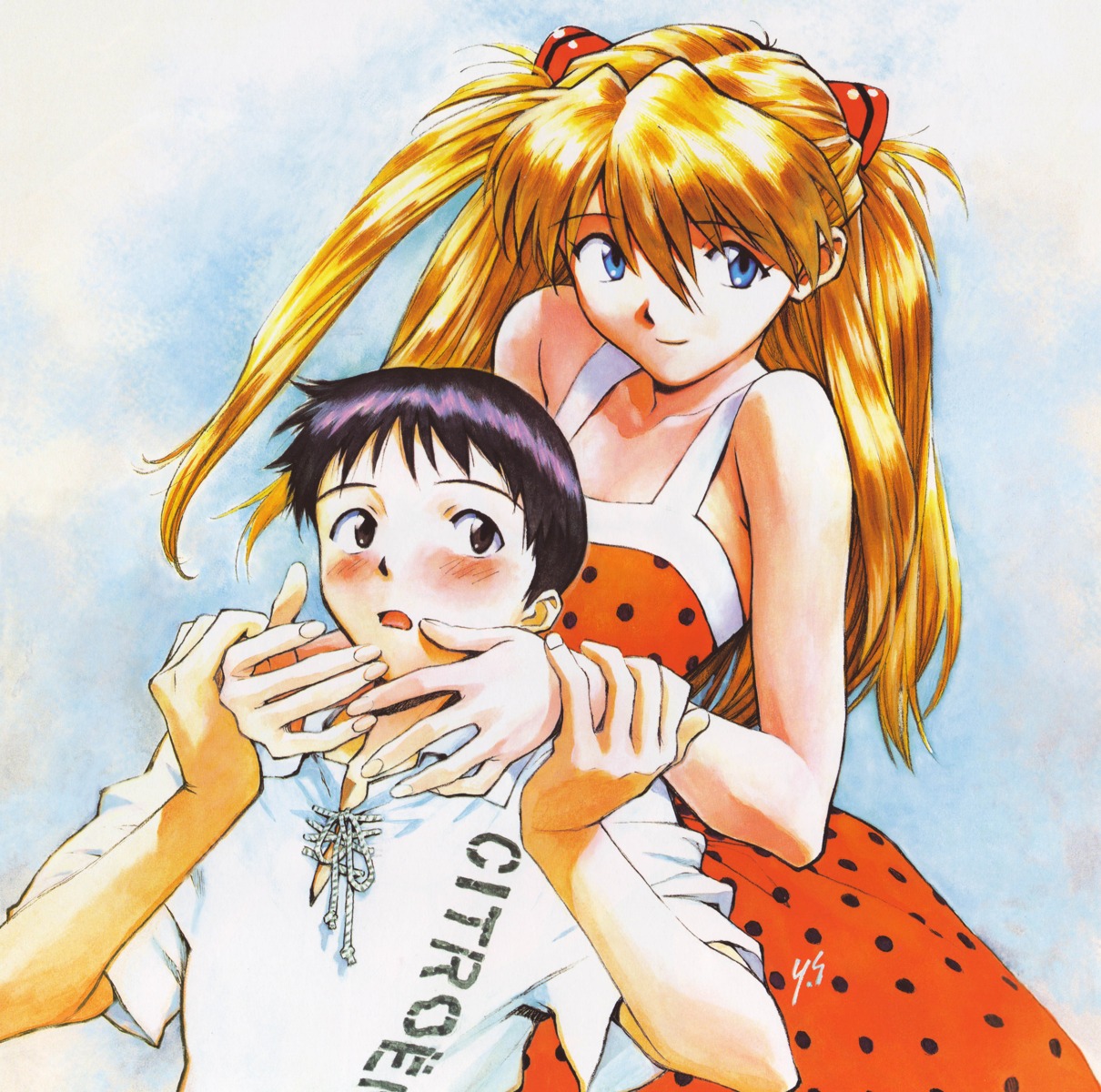 ikari_shinji neon_genesis_evangelion sadamoto_yoshiyuki souryuu_asuka_langley