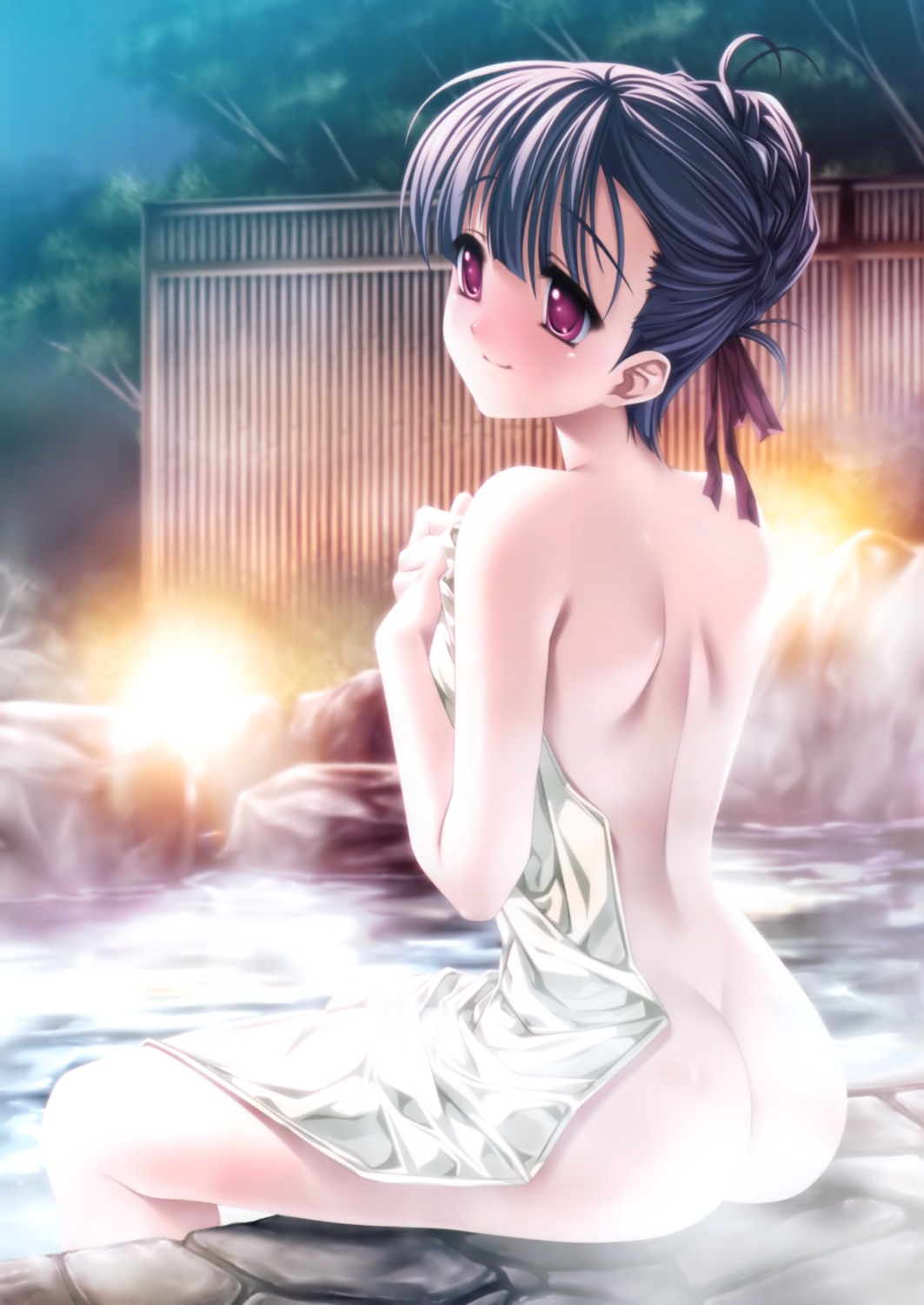ass naked onsen senomoto_hisashi towel