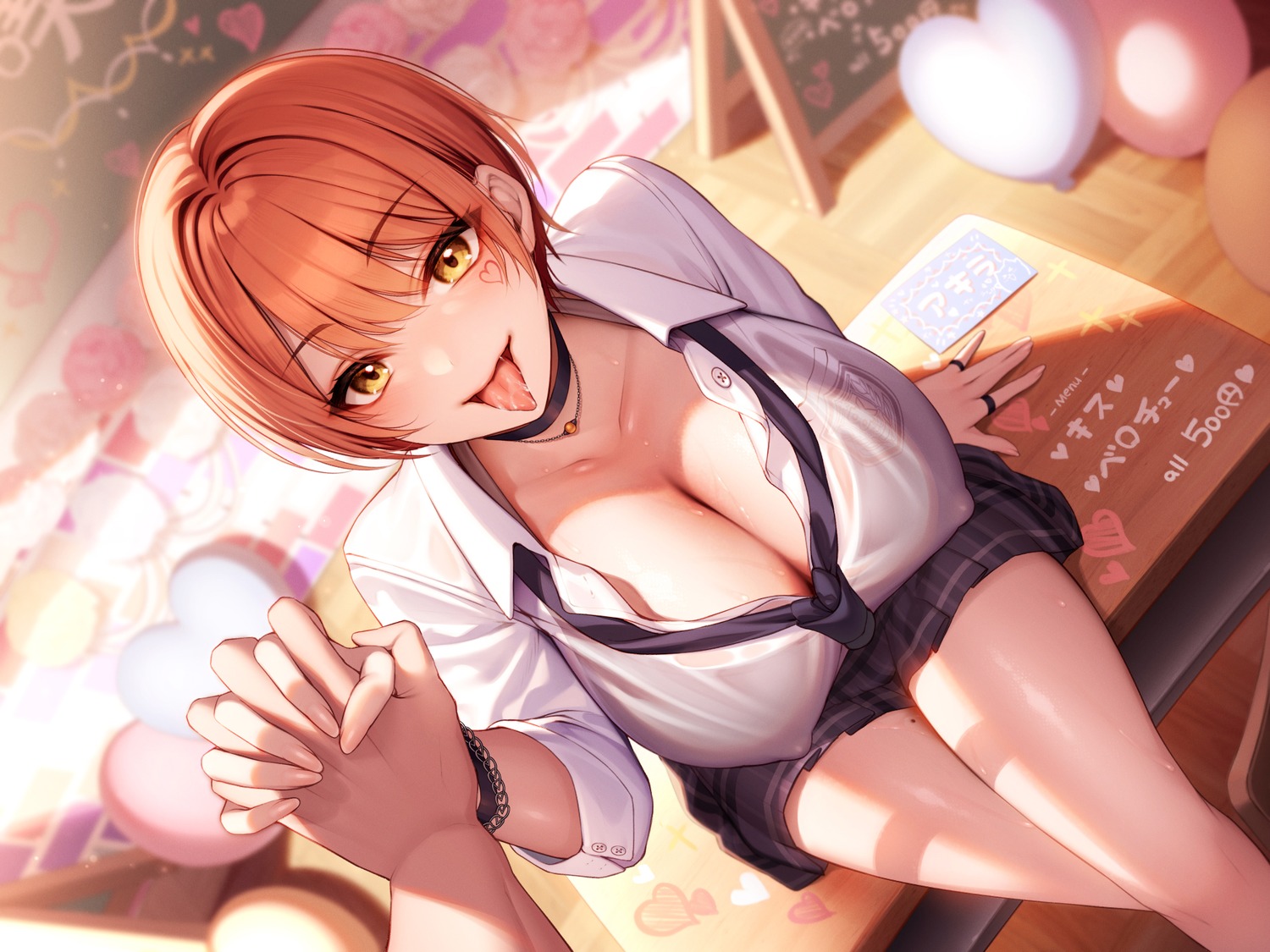 erect_nipples nanafuton no_bra open_shirt see_through seifuku