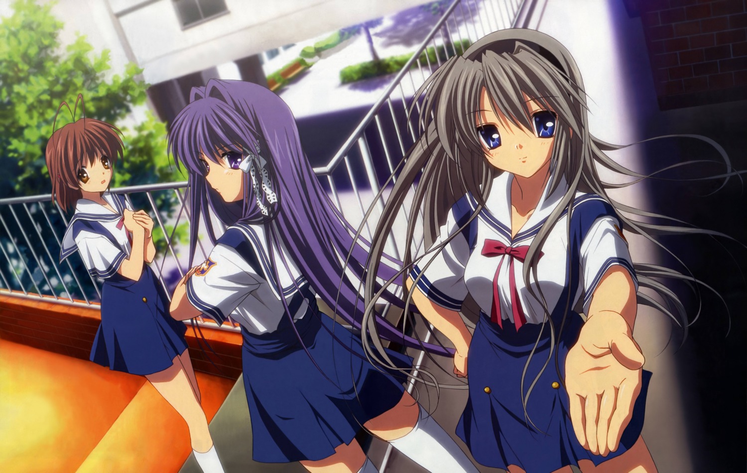 clannad detexted fujibayashi_kyou furukawa_nagisa ikeda_kazumi sakagami_tomoyo seifuku