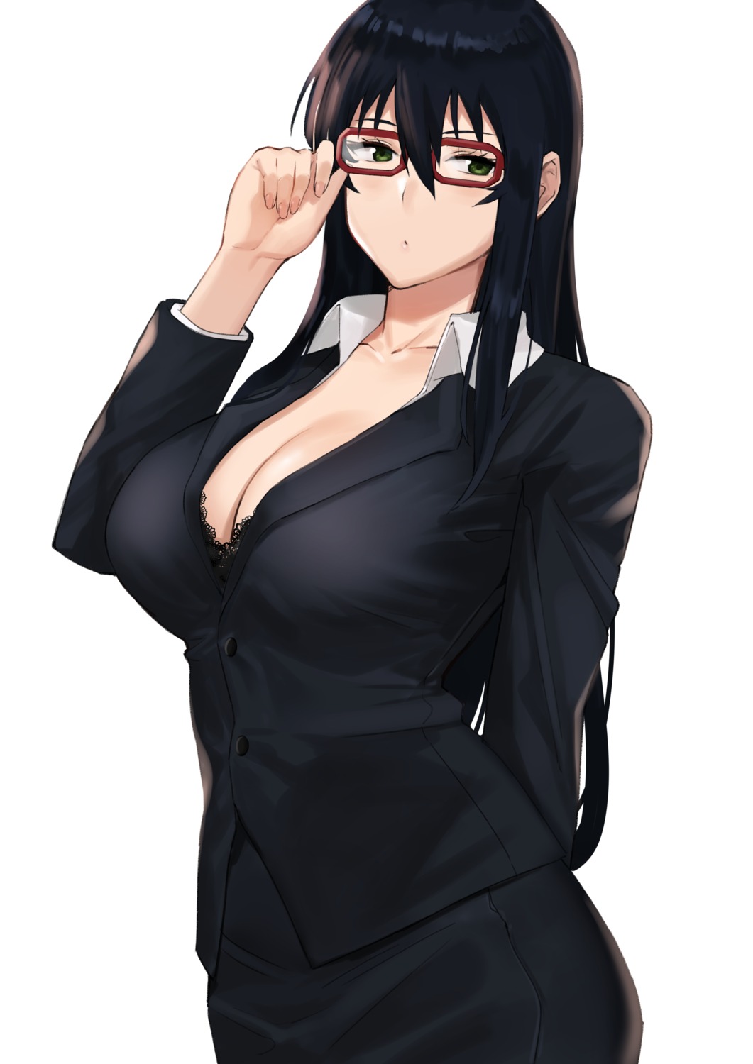 bra business_suit cleavage j@ck kagari_ayaka megane open_shirt witch_craft_works