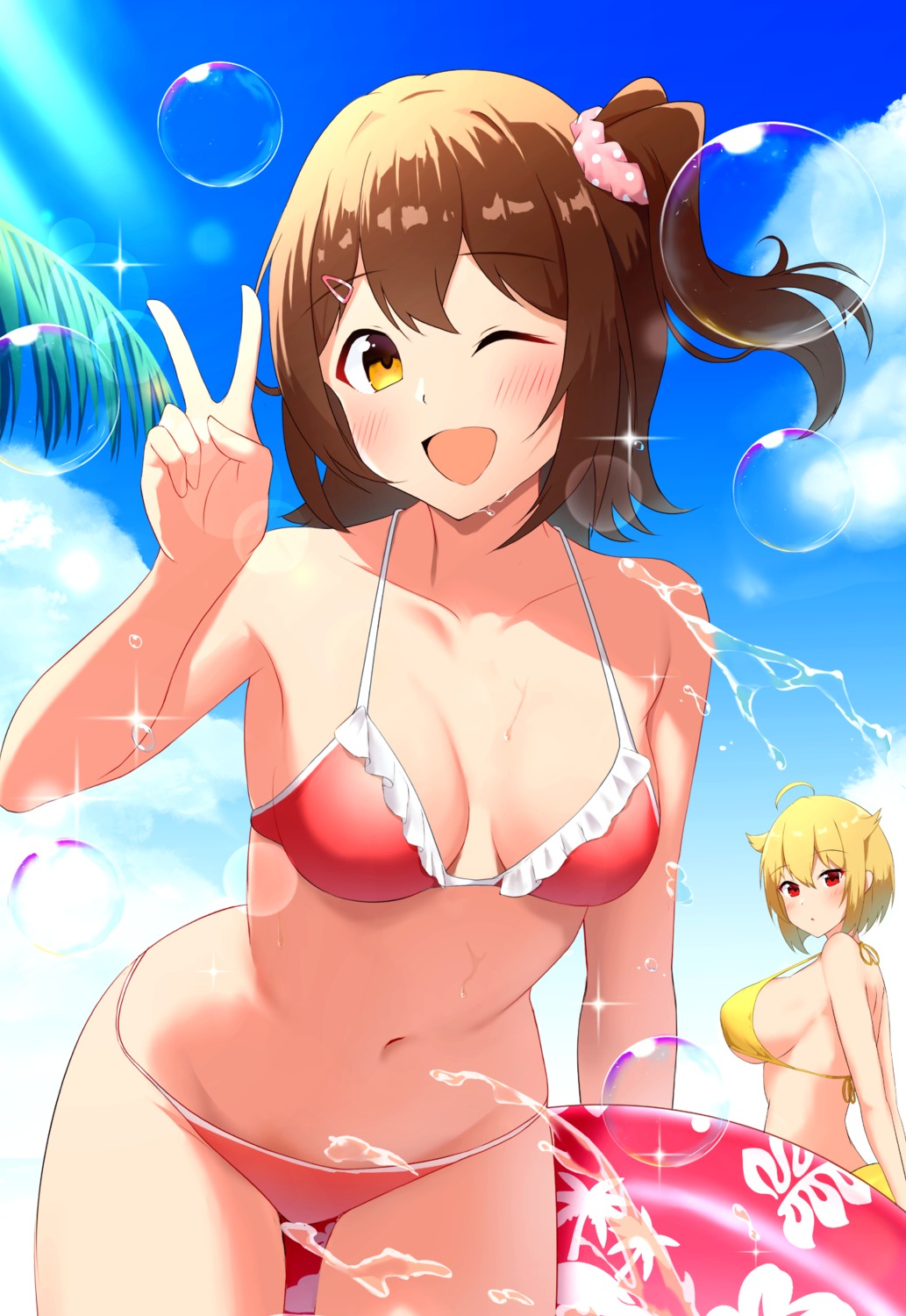 bikini ibuki_tsubasa karua_(karua23) kasuga_mirai swimsuits the_idolm@ster the_idolm@ster_million_live!