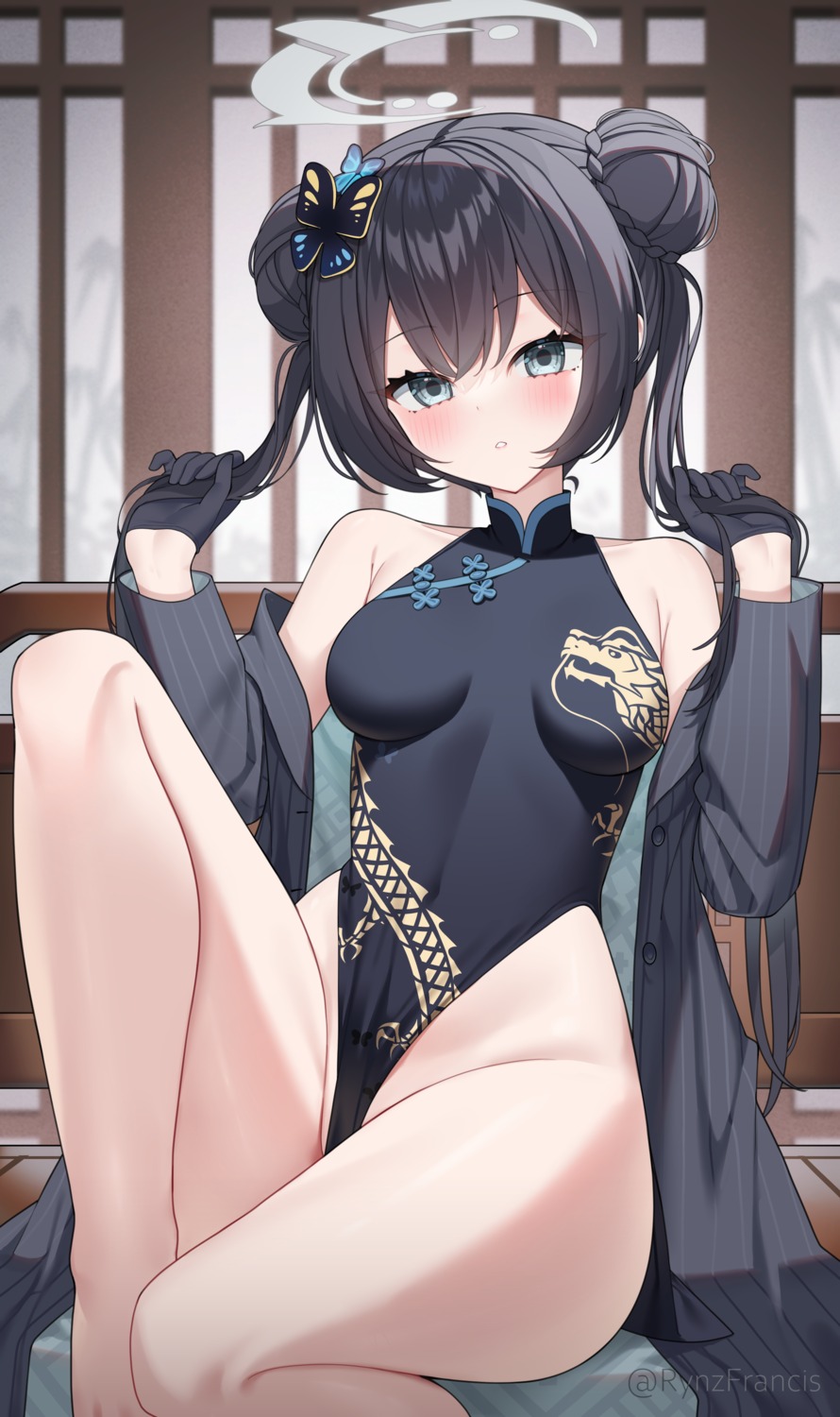 blue_archive chinadress halo loli nopan rynzfrancis ryuuge_kisaki